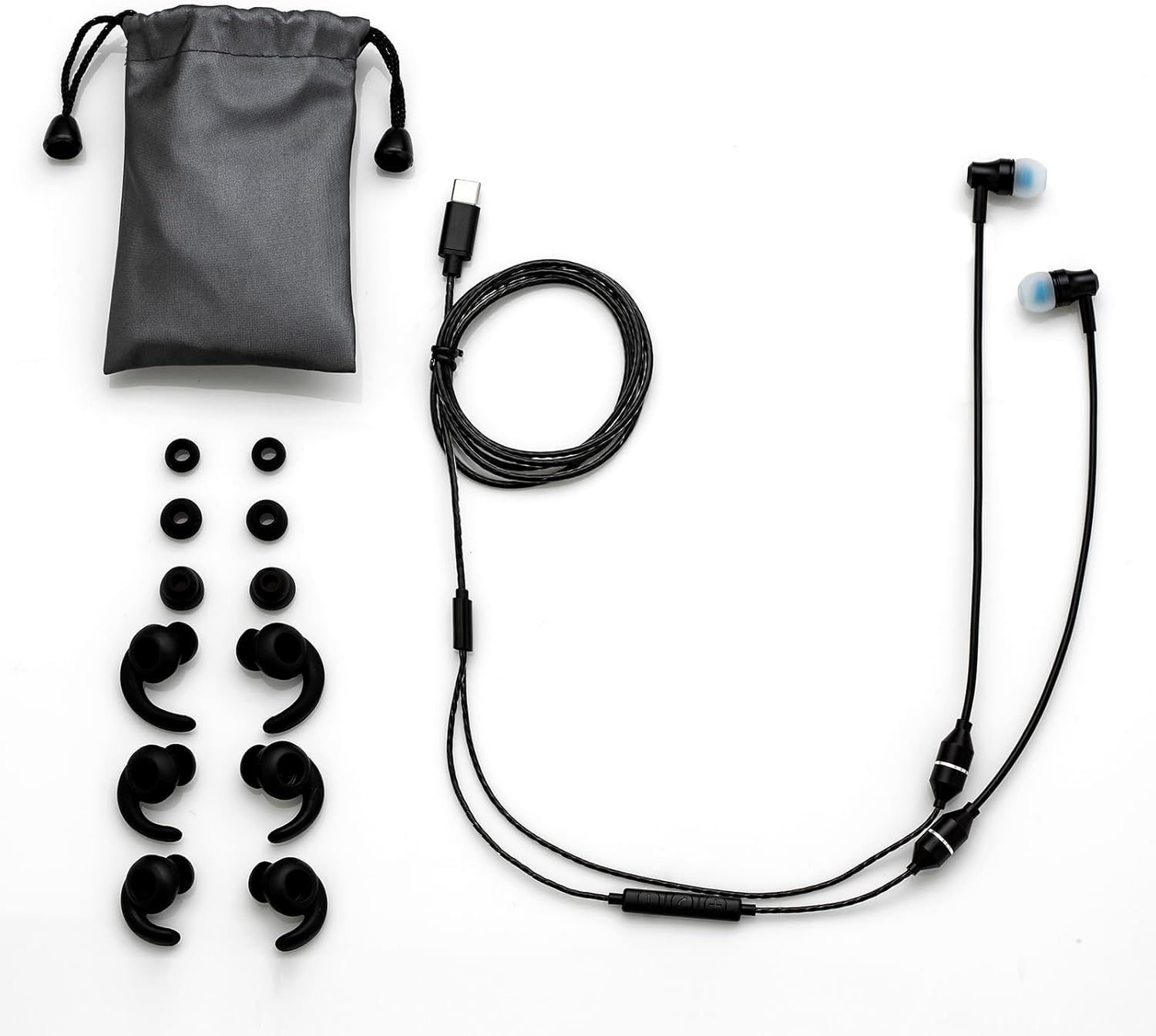 Sanxir Anti-Radiation Air Tube Headphones with USB-C Plug, EMF Protection Earphone, Radiation Free Headset with Type C Plug, Mic and Volume Control. (Black)