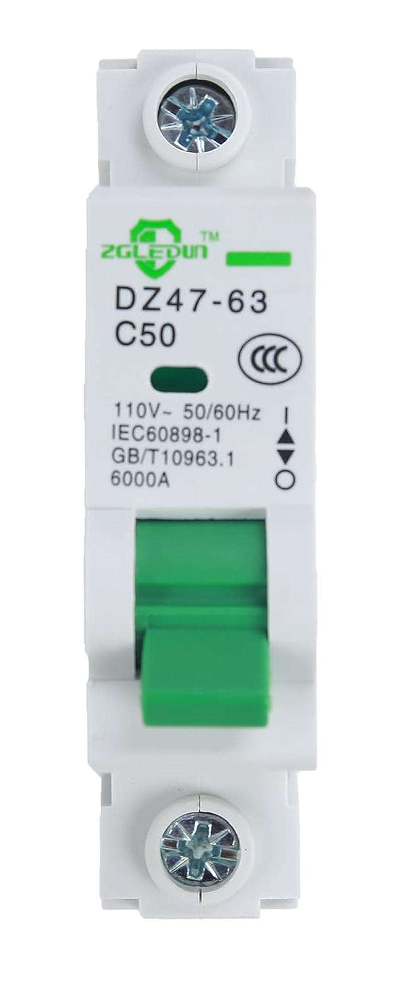 ZGLEDUN AC Miniature Circuit Breaker, 1 Pole 50 Amp, 12-240VAC, 6Ka Din Rail Mount Breaker with Thermal Magnetic Trip, DZ47-63 1P, AC Solar MCB image number 1