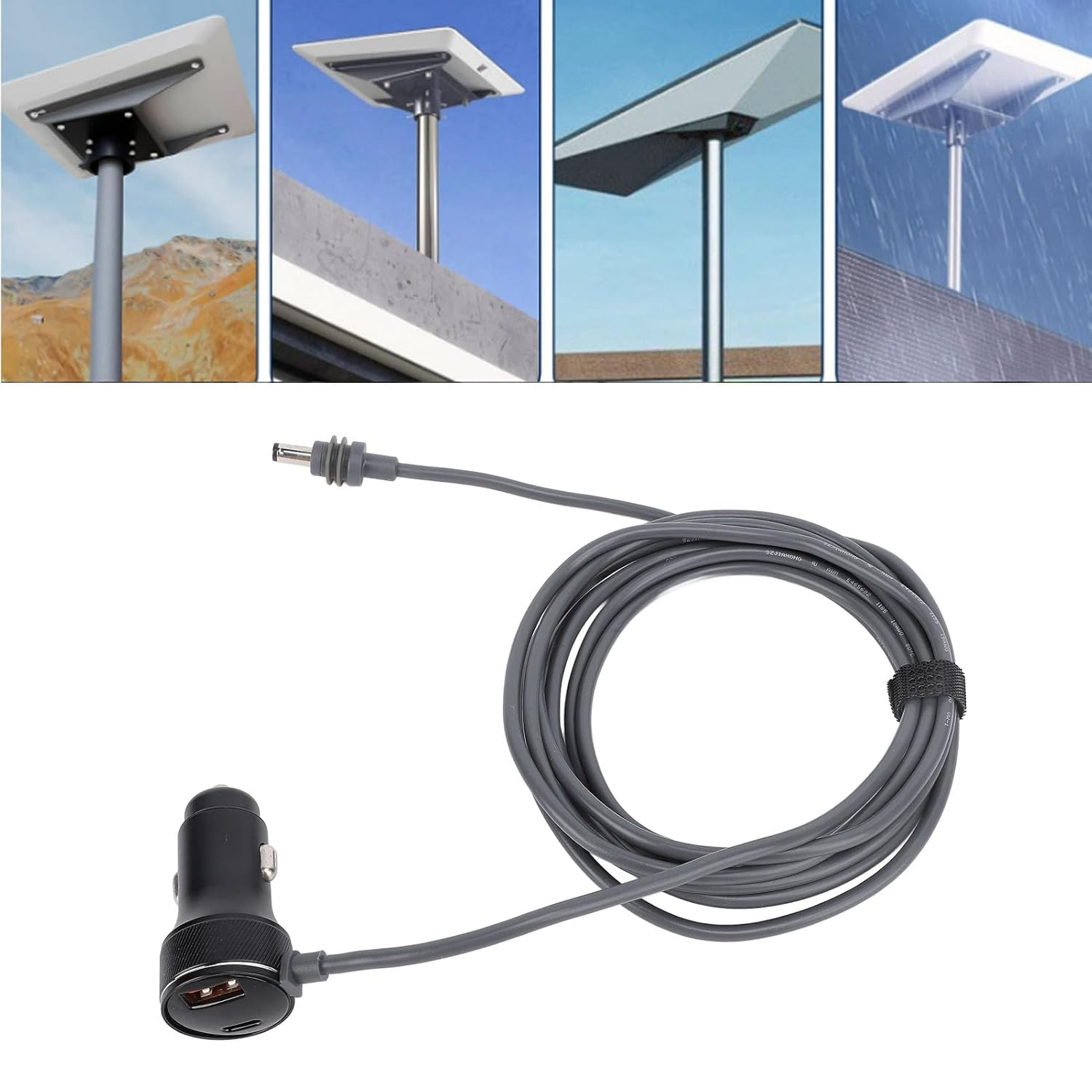 DC Car Power Cable, 18AWG Dual Output Car Satellite DC Adapter Cable for Starlink Mini, 3 Meter 9.8FT Water Resistant Power Supply Charging Cord for Trucks Buses Ships image number 1