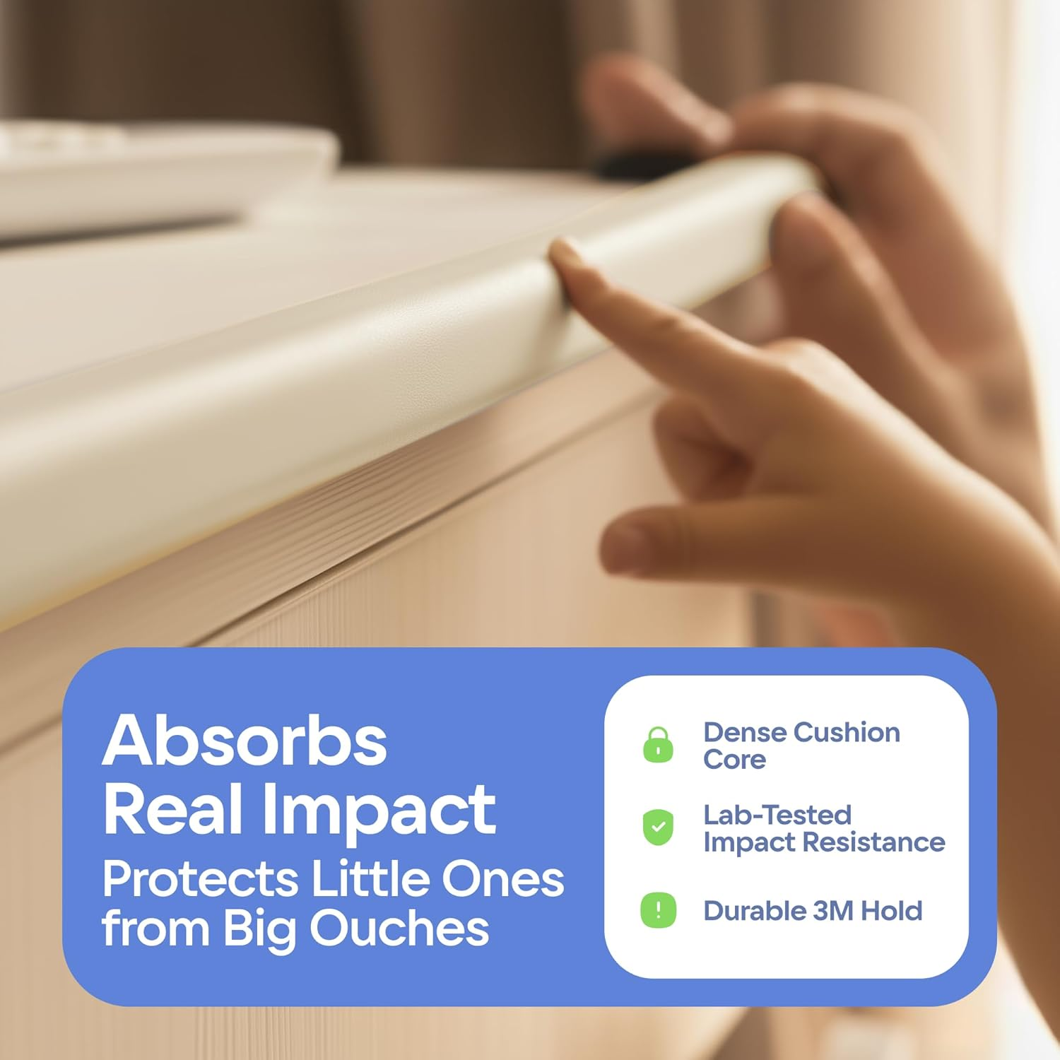 (Beige) - Furniture Edge and Corner Guards 6.2M Protective Foam Cushion 5.5M Bumper 8 Adhesive Childsafe Corners Baby Child Proofing Set Nontoxic and Safe for Table, Fireplace, Countertop White image number 4