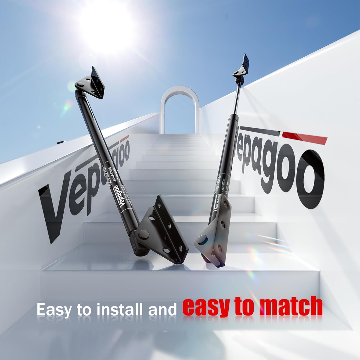 Vepagoo 10MM Gas Spring Lift Strut Bracket Ball Stud Black Mounting Bracket for Lift Support Prop, Pack of 4