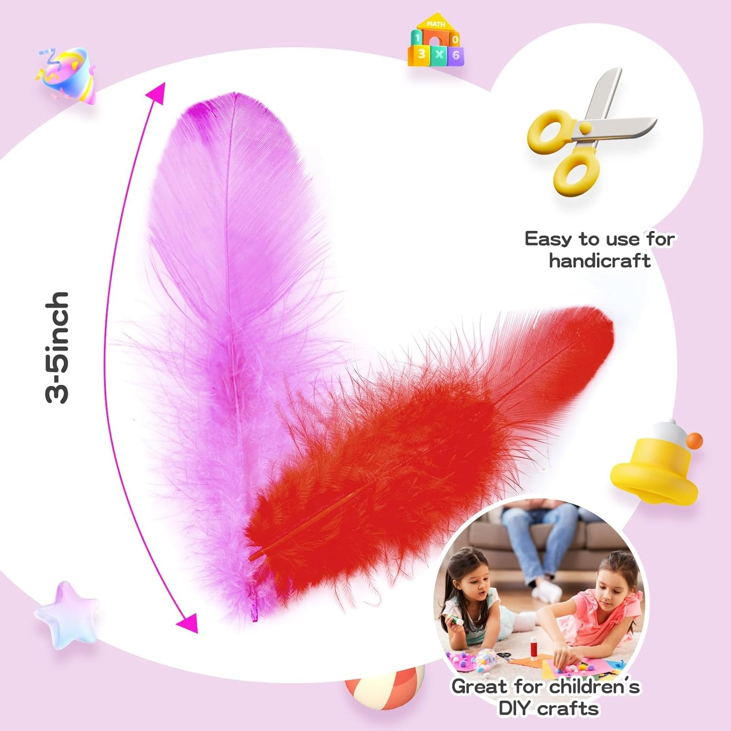 500Pcs-Colorful Rooster Feathers 3-5Inch Bulk Feathers for Crafts DIY Dream Catcher Supplies（500Pcs） image number 1