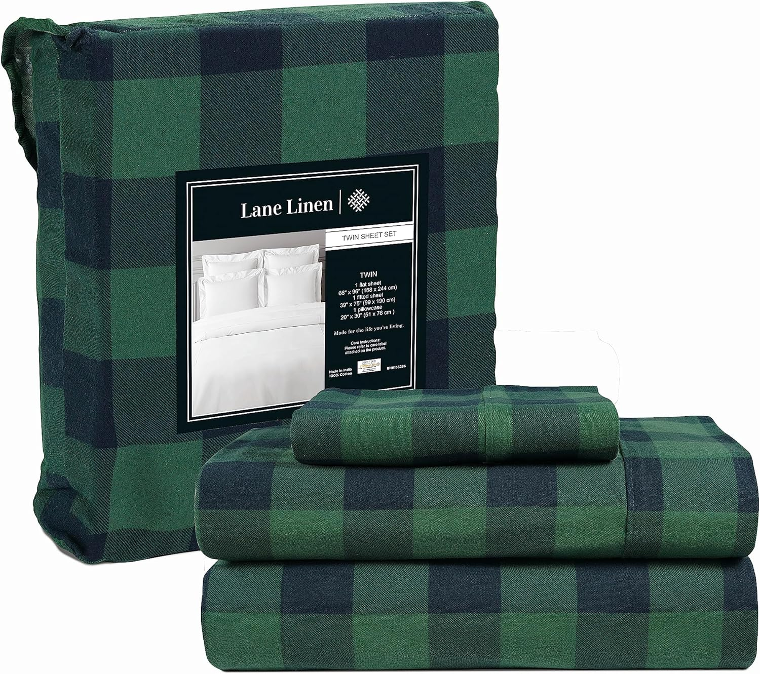 LANE LINEN 100% Cotton King Size Bed Sheets Set - Brushed for Extra Softness - Lightweight 100% Cotton Sheets King Size Set - Warm & Cozy Flannel Cotton Bed Sheets, 15" Deep Pocket - Sepia Rose