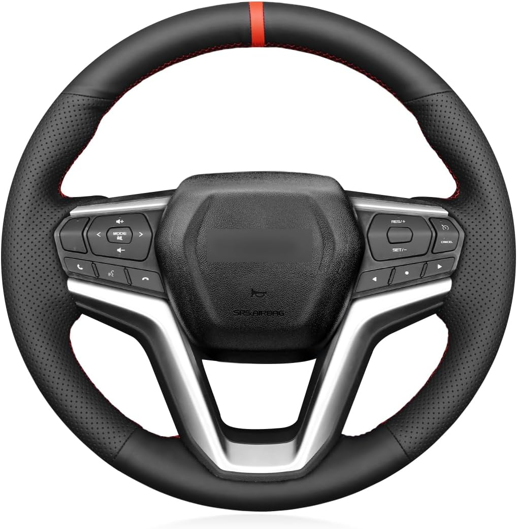 MEWANT Car Steering Wheel Covers for Isuzu D'Max 2021-2023 Hand-Stitched Car Steering Wrap