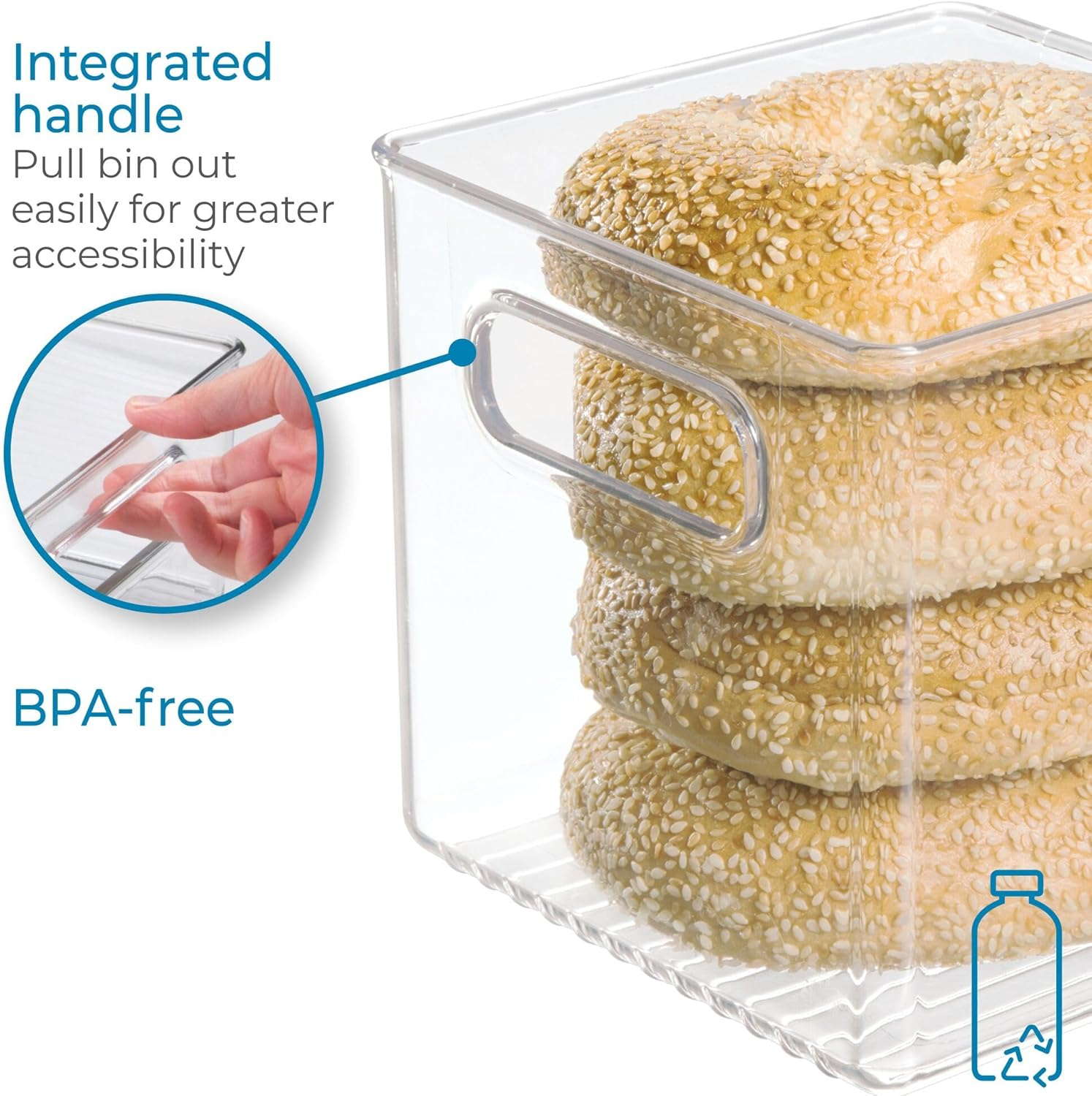 Interdesign Kitchen Pantry and Cabinet Storage and Organization Bin, 6-Inch by 6-Inch by 6-Inch, Clear image number 4