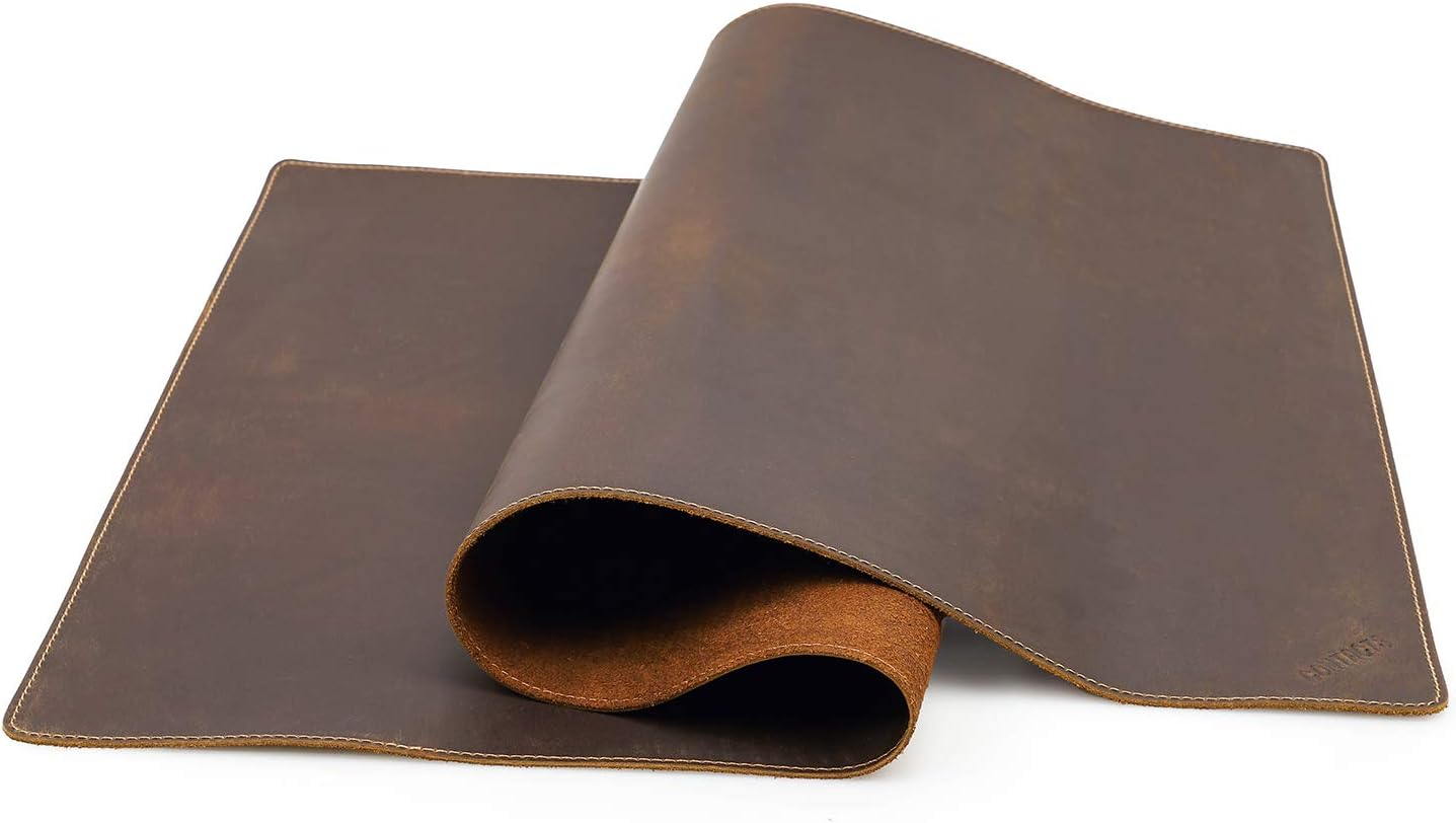 CONTACT'S FAMILY 80X40Cm Crazy Horse Leather Genuine Leather Extended Mouse Pad Desk Pad Desk Mat image number 1