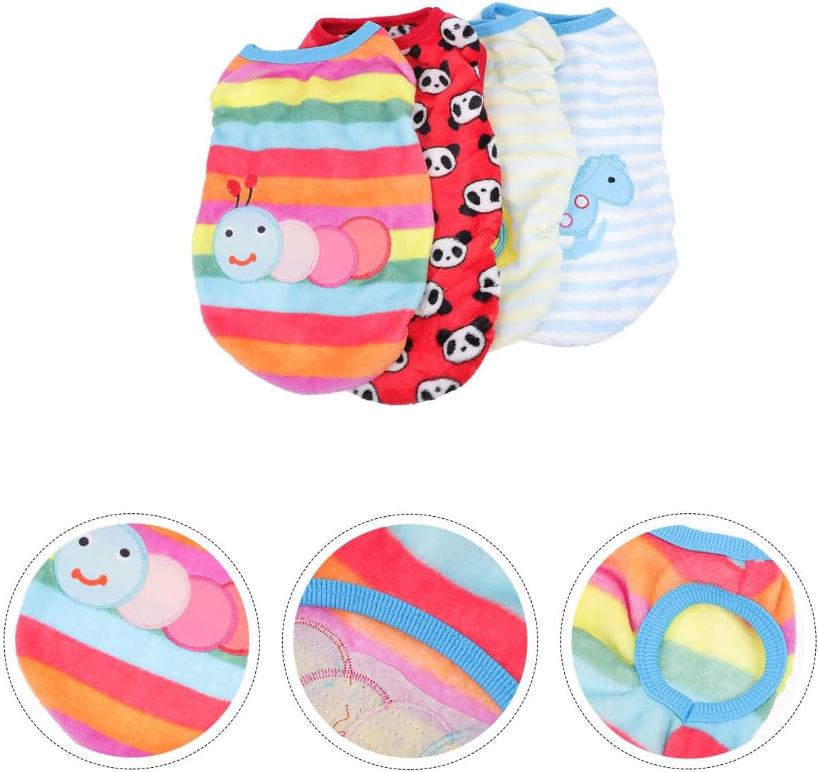 4Pcs Flannel Small Dog Clothes Winter Mini Warm Vest for Chihuahua and Other Small Pets - Mixed Style Pet Apparel Costume (XXS) image number 3