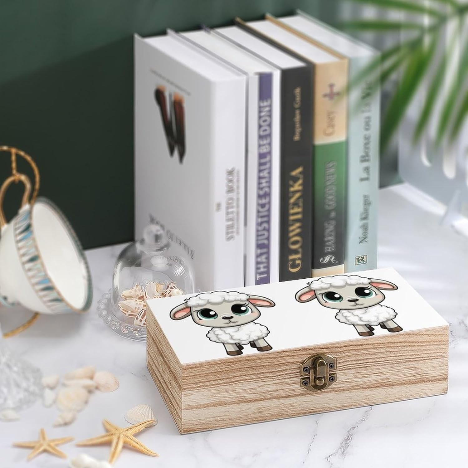 Lamb Wooden Box Wood Wedding Keepsake Boxes with Lids Small Decorative Boxes Lightweight Wooden Memory Storage Box for Crafts Keepsakes Jewelry Photo Letter Storage image number 2