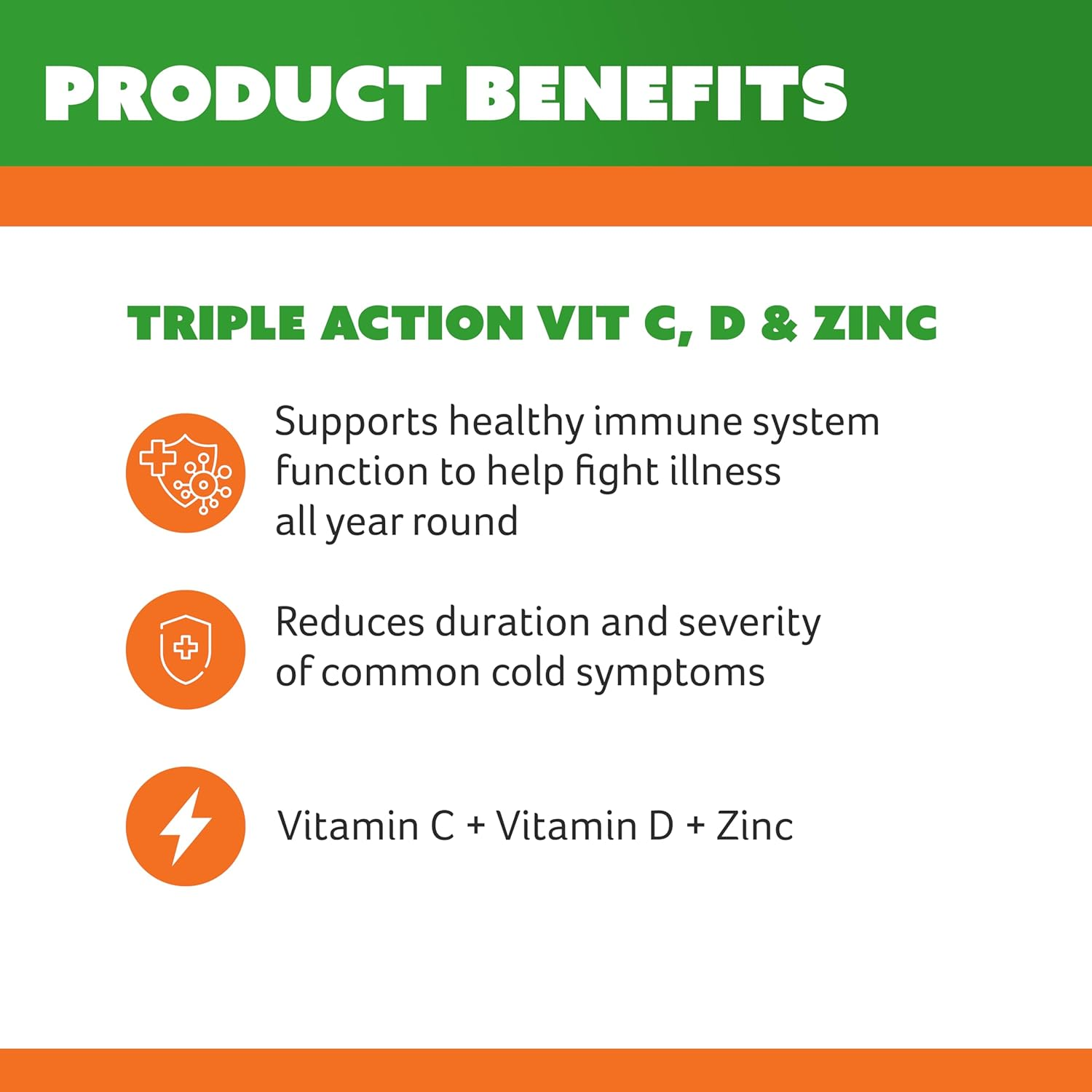 Cenovis Chewable Triple Action Vit C, D & Zinc 120 Chewable Tablets Orange Flavour - Supports Healthy Immune System Function to Help Fight Illness All Year Round image number 5