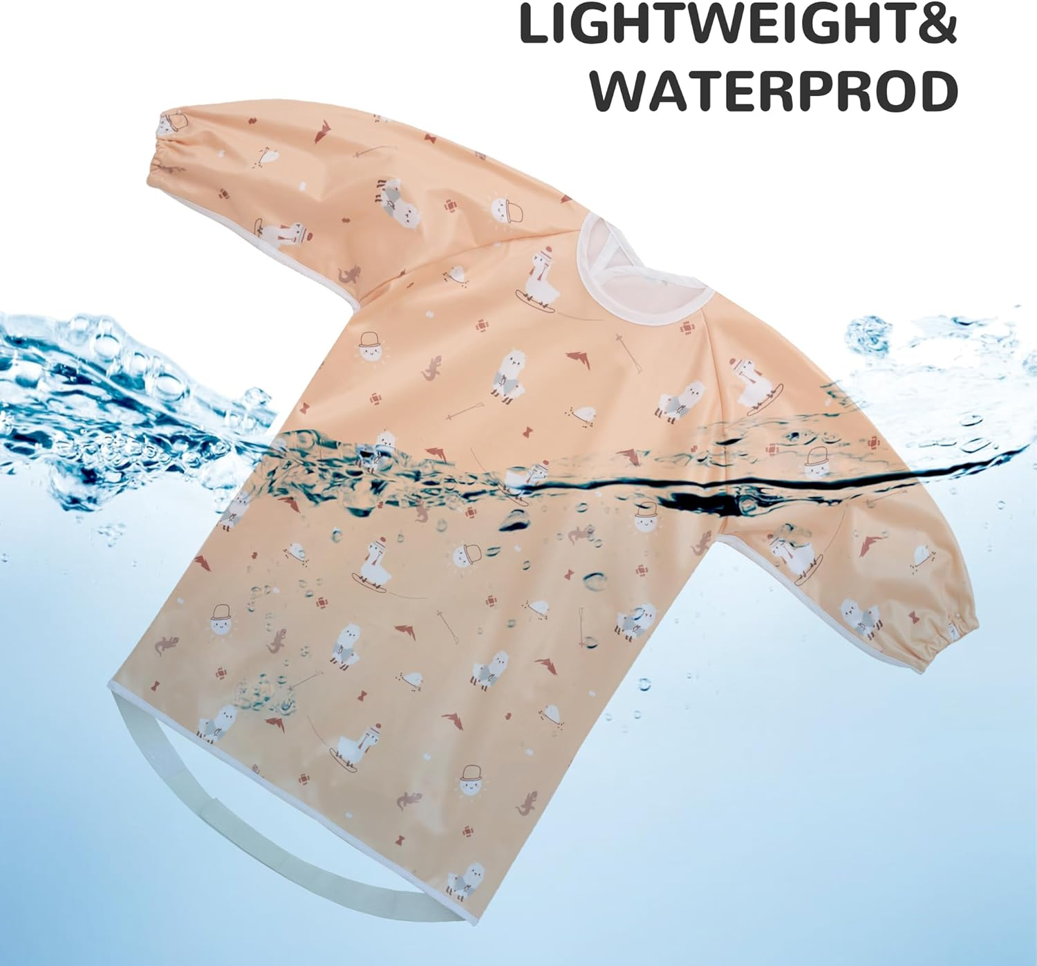 Little Dimsum Baby & Toddler Weaning Bib Coverall, Attaches to High Chair, Waterproof Long Sleeve Feeding Smock Apron, Easy to Clean for Eating 6-36 Months image number 3