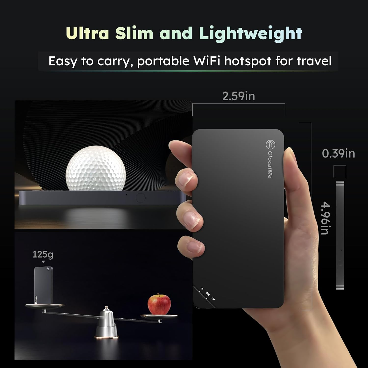 Glocalme U3 Smart 4G Mobile Wifi Hotspot| Roaming-Free and Unlocked in 140+Countries | Contract-Free and Sim-Free |1.1GB Global Initial Data Package Preloaded|Free 8GB EU Data Package(Black)