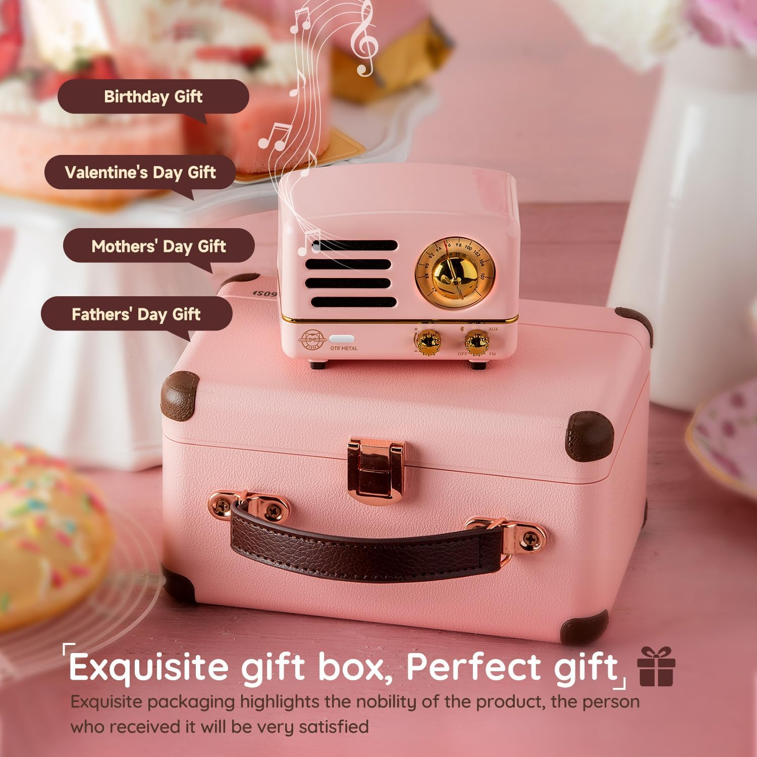 Retro Bluetooth Speaker, Muzen OTR Metal Vintage FM/AUX Radio with Old Fashioned Classic Style, Portable Wireless Loud Volume Speaker for Home, Office, Kitchen,Party,Travel,Outdoor