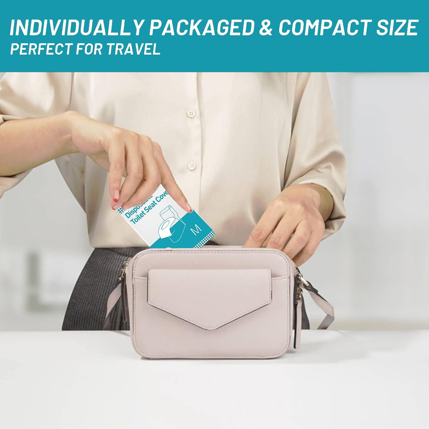 100 Pack Toilet Seat Cover Disposable ，Kids Potty Liners，Waterproof Anti-Slip Large Potty Training Toilet Seat Liner for Kids Potty Training and Adult Individually Wrapped Potty Liners ，For Public Restrooms/Travel image number 1