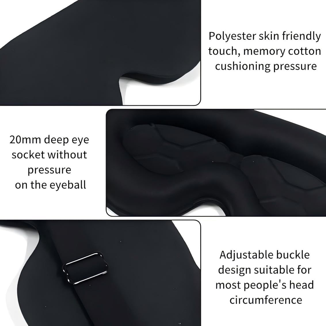 Sleep Eye Mask,2Pcs Blackout 3D Eye Masks for Sleep,Eye Mask for Women&lsquo;S Lash Extensions and Blindfold for Sleeping,Soft Comfy Eye Sleep Mask Shade with Adjustable Strap, Travel Yoga Nap Night image number 3