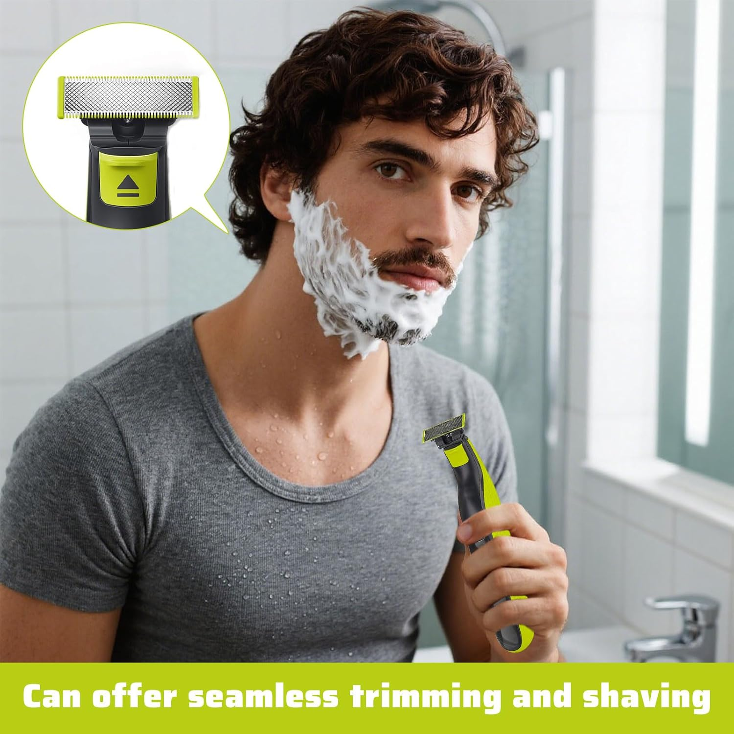 For Philips One Blade Replacement Head, 2Pcs Suitable for Oneblade Razor, One Blade Replacement Head Suitable for Oneblade Razor, Compatible with QP210/50, 220 2523 2520 2527, Etc image number 4