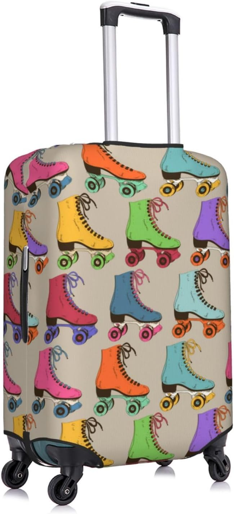 COMAAM Cute Panda and Sloth Elastic Luggage Compartment Protective Cover Luggage Cover Protector Suitable for Luggage of 18-32 Inches, Colorful Roller Skates, Large image number 6