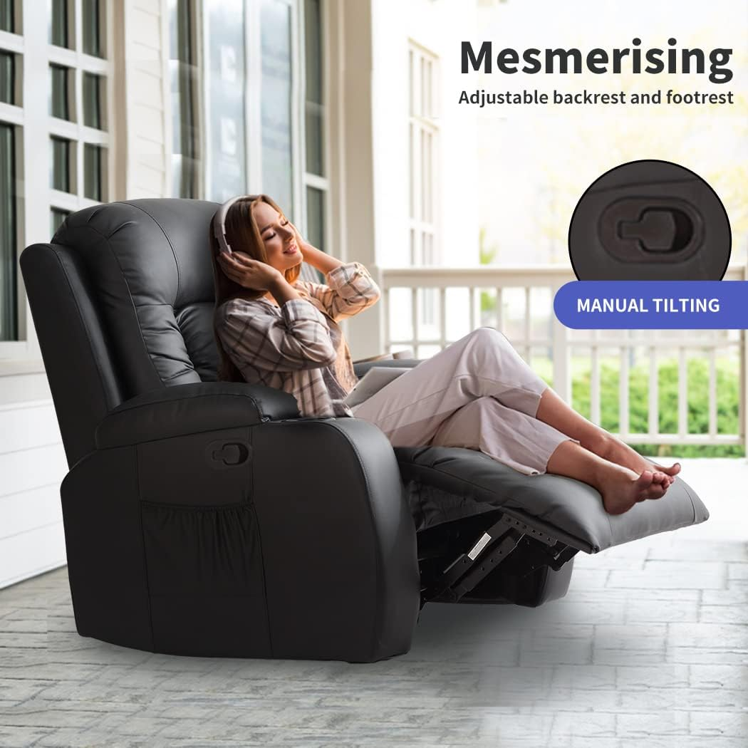 Levede Electric Recliner Chair Massage Chairs with Remote Control,Pu Leather Lounge Back Heated Sofa,Recliner,8 Points,5 Modes,Timer,Adjustable Lounge Sofa Chair for Living Room,150Kg Load - With 360&deg; Swivel image number 7