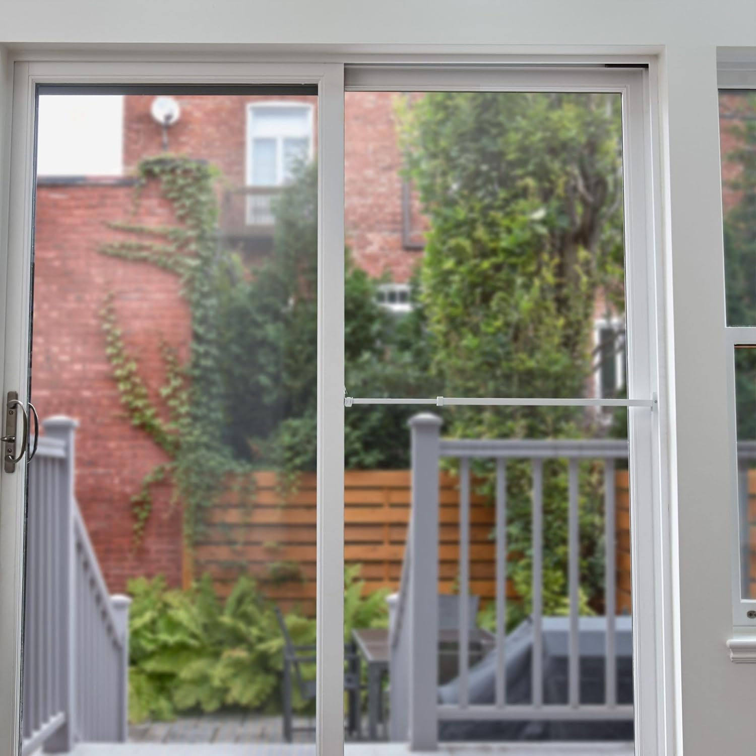 Ideal Security SK110 Patio Door Security Bar with Child-Proof Lock, Adjustable 25-48 Inches for Ventilation, White image number 2