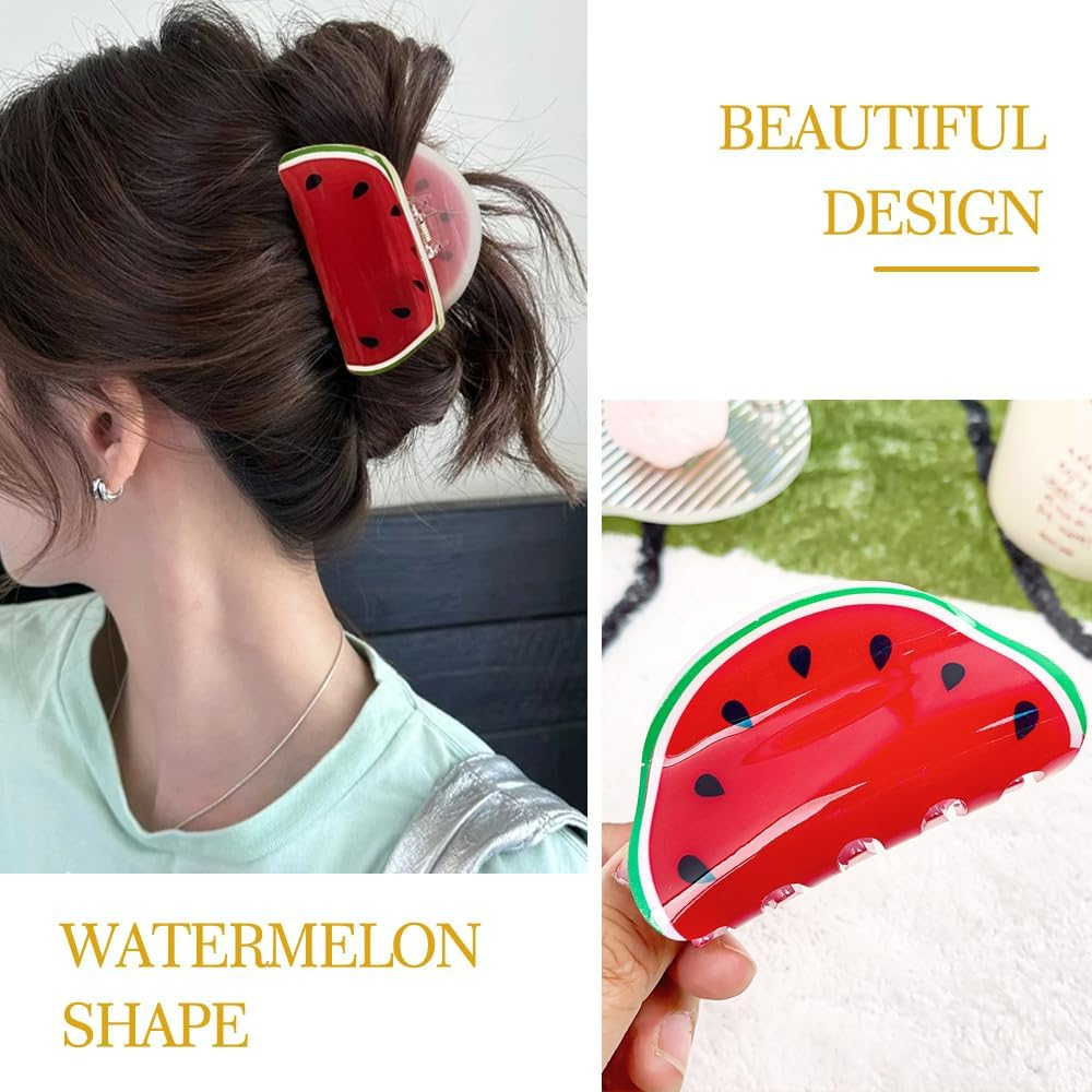 XFSRG Pack of 4 Women'S Creative Fruit Summer Hair Clips Lemon Non-Slip Hair Clips for Hawaiian Party and Everyday Wear (Multicoloured A) image number 6