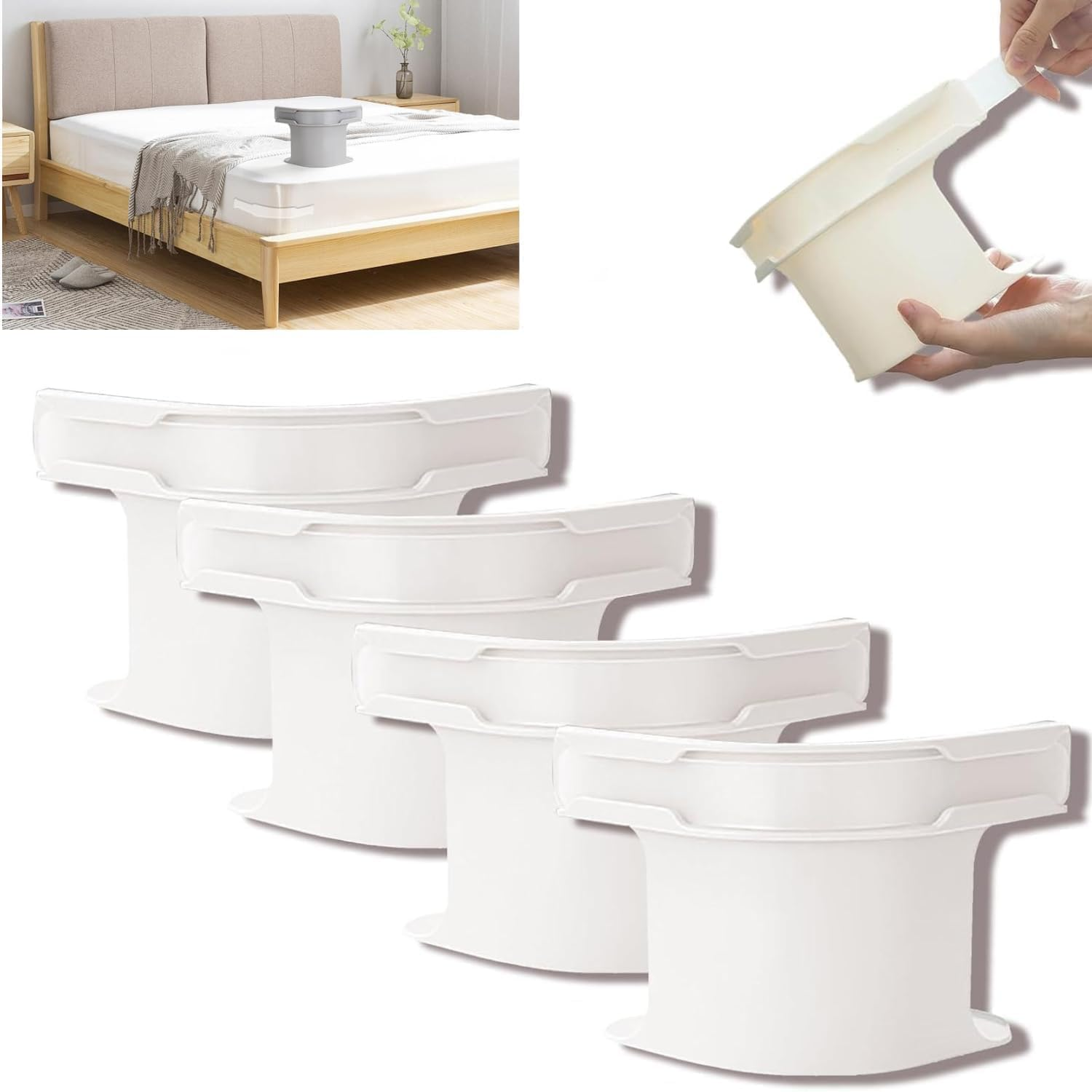 Lock Sheet Holders - 4Pcs Bed Sheet Gripper for Corners Suitable for Queen&King Size Bed, Easy to Install, Perfect for Fitted Sheets, Mattress Pads & Waterproof Covers(White) image number 4