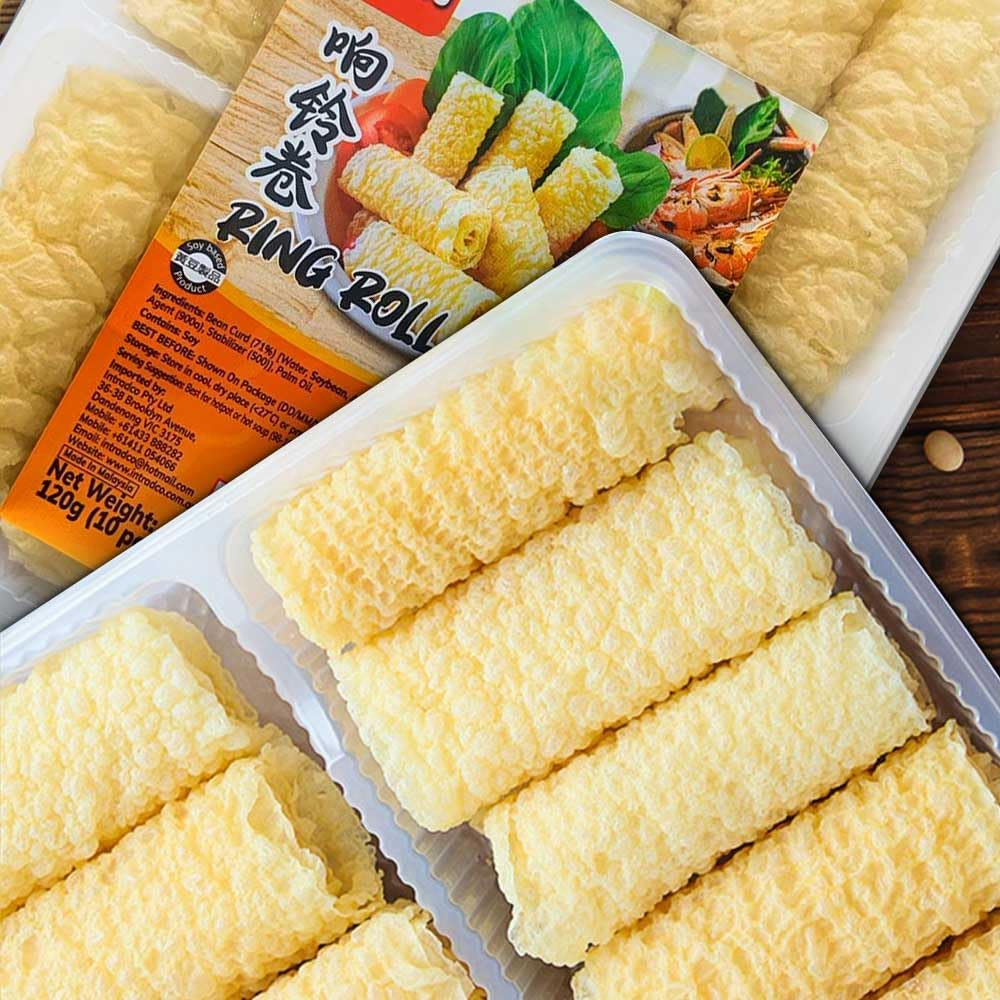 Delyco Dried Tofu Skin Crispy Tofu Skin Rolls Fried Bean Roll Golden Bean Curd Roll for Hot Pot, Soup, Noodle 120G image number 6