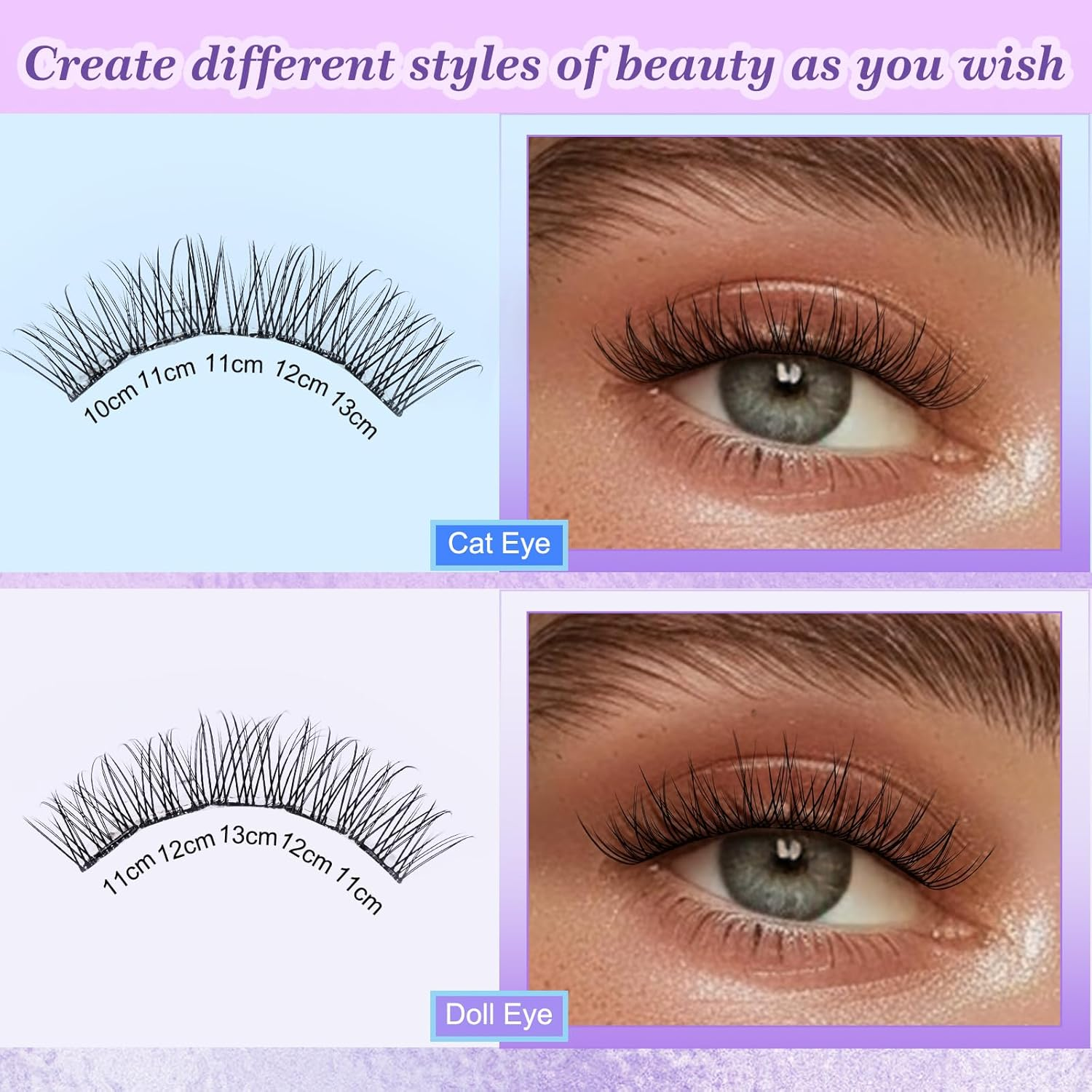 LZM Self Adhesive Lashes Clusters Pre Glued Eyelashes Press-On Lashes Individual Lash Extension with Lash Tweezers No Glue Needed Natural DIY Eyelash Extensions 10-13Mm (Kit-01) image number 1