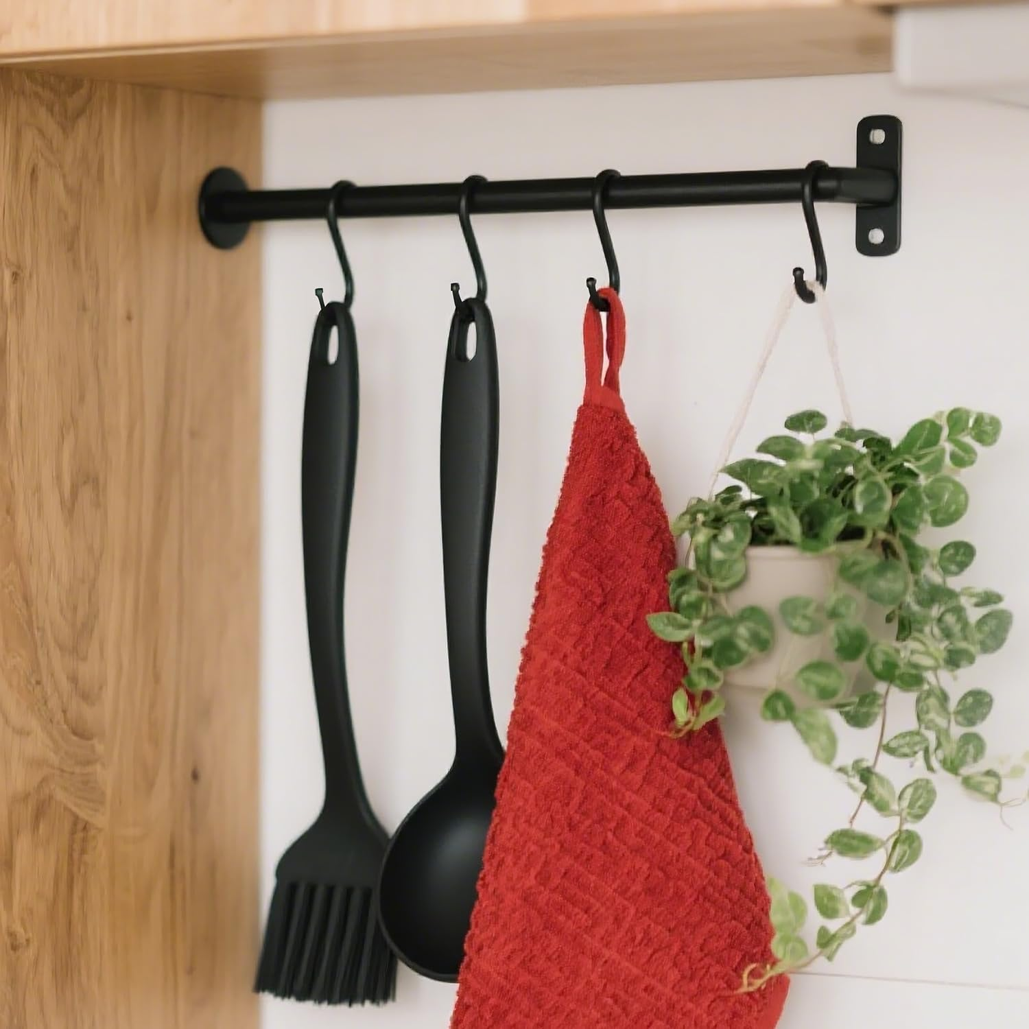 12 Pack S Hooks Heavy Duty - 6 Black & 6 Silver Metal Hooks for Hanging, Garage, Kitchen, Organizer, Outdoor, Hanging Plants, Keys, Tools, Towels - Rust Resistant Sturdy Hooks image number 3