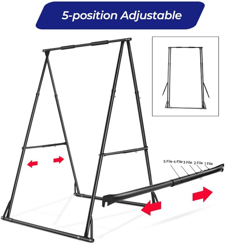 ALSTON Pull up Bar Station, Foldable, Aerial Yoga Stand, Height Adjustable, Swing Trapeze Frame, Steel A-Frame, 110Kg Weight Capacity, Black image number 3