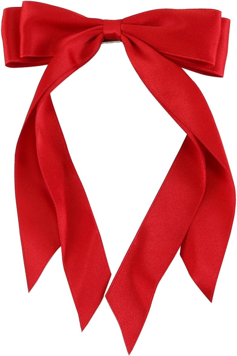 Enwye 2 Black and Red Silk Satin Hair Accessories with Hair Clips for Braids, Ponytails or Clothes image number 1