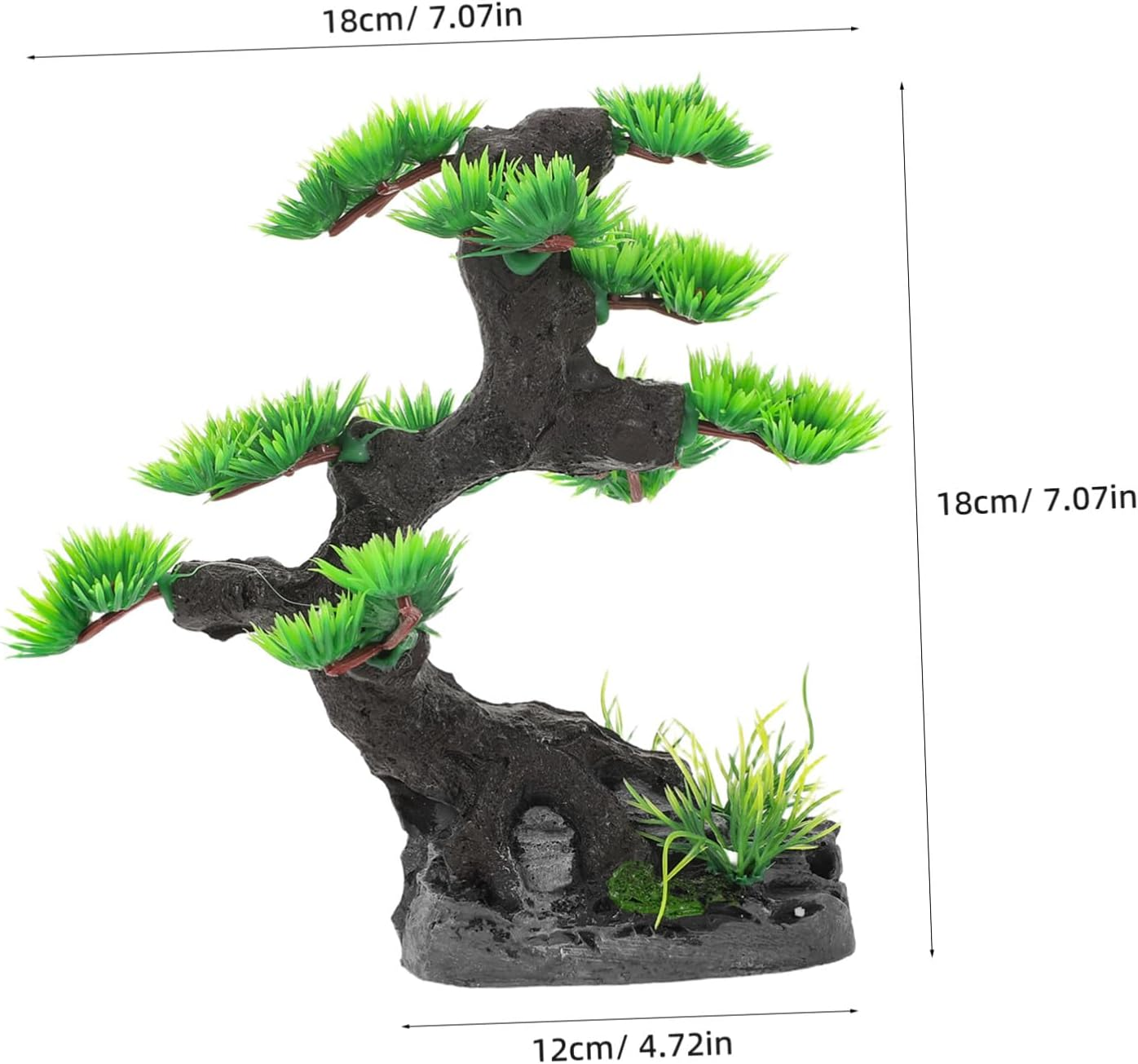 Kisangel Lifelike Artificial Bonsai Pine Tree for Aquarium Decoration Plastic Freshwater Fish Tank Plant Low Maintenance Aquatic Ornament for Betta and Goldfish Tanks Easy to Clean Aquarium image number 1