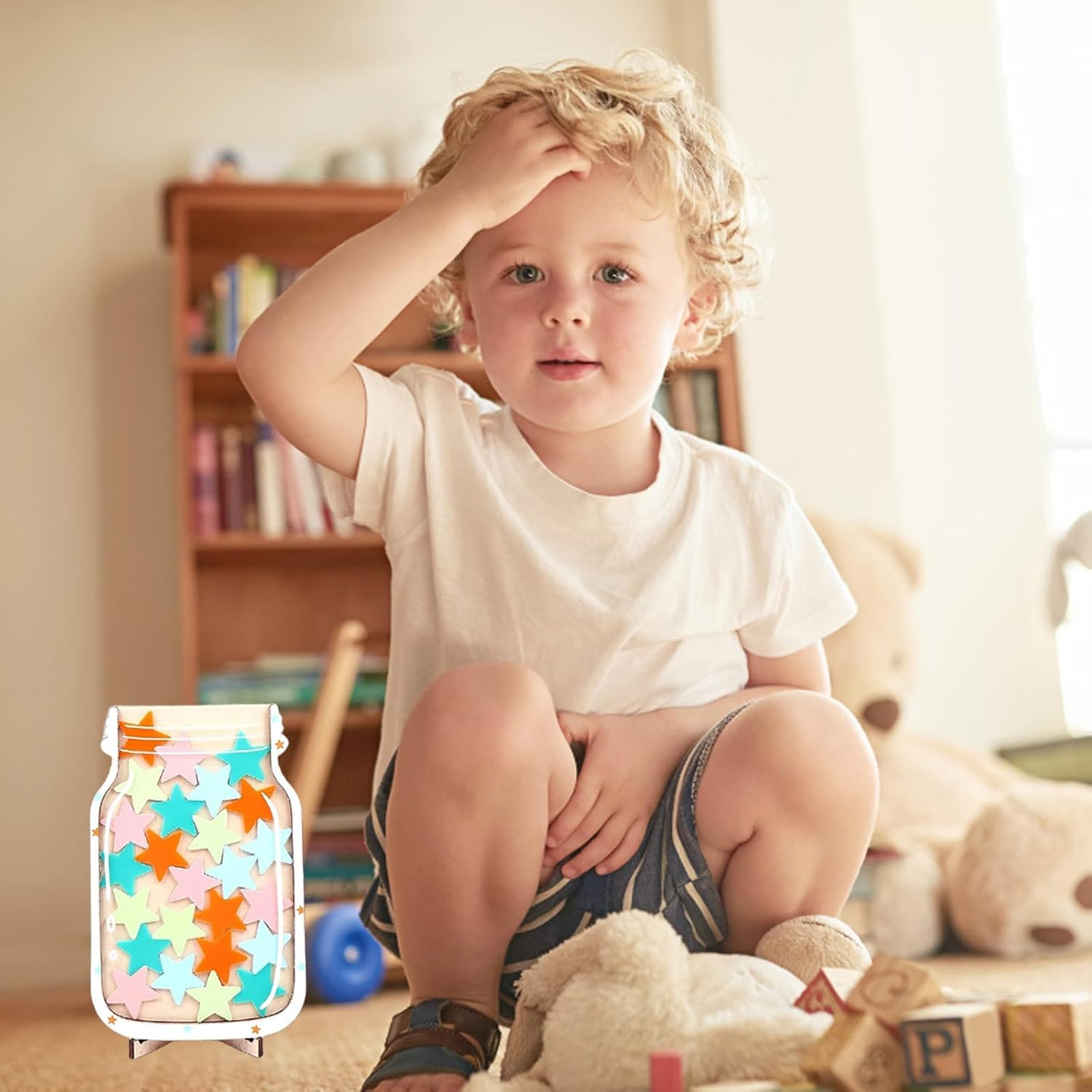 Reward Jar with Stars, Incentive Jar for Behavior, Star Collect Jar Reward System for Classroom, Teacher & Parent Use image number 1