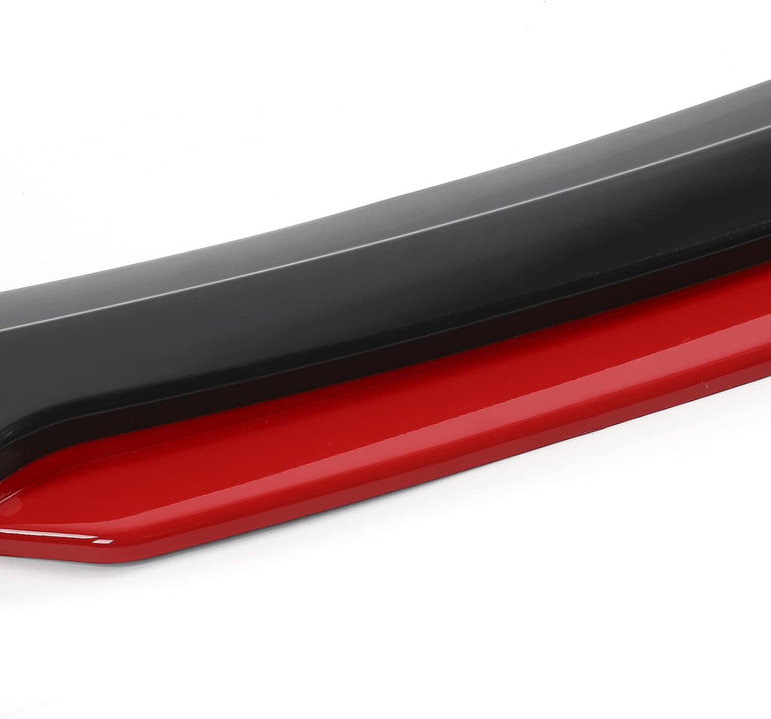 Universal Front Bumper Lip Lower Chin Spoiler Splitter Body Kit Air Dam Automotive Protector, Universal Fit for Most Cars, Glossy Black with Red Tongue