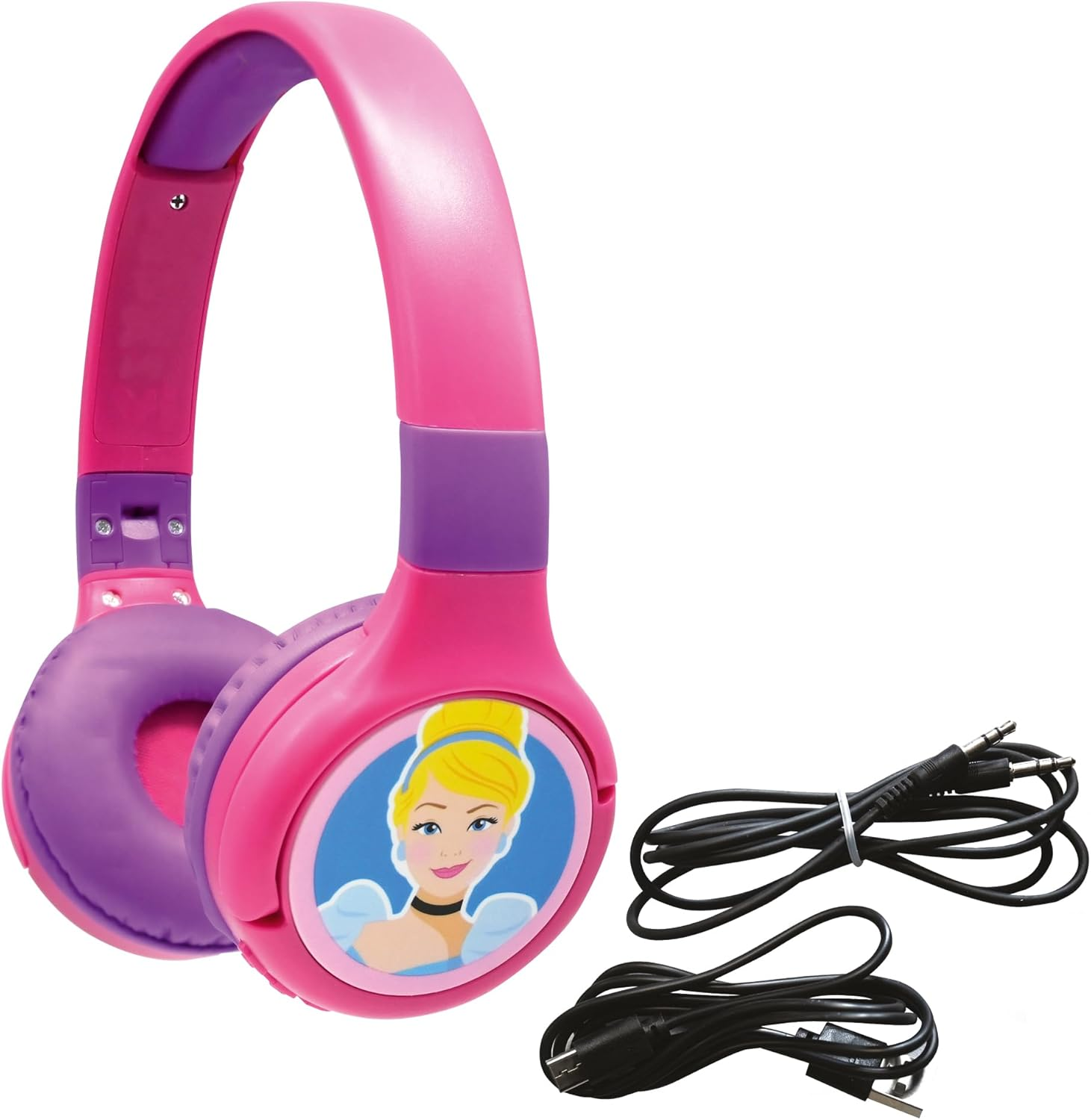 LEXIBOOK Disney Princess 2-In-1 Bluetooth Headphones for Kids - Stereo Wireless Wired, Kids Safe, Foldable, Adjustable, HPBT010DPLXB