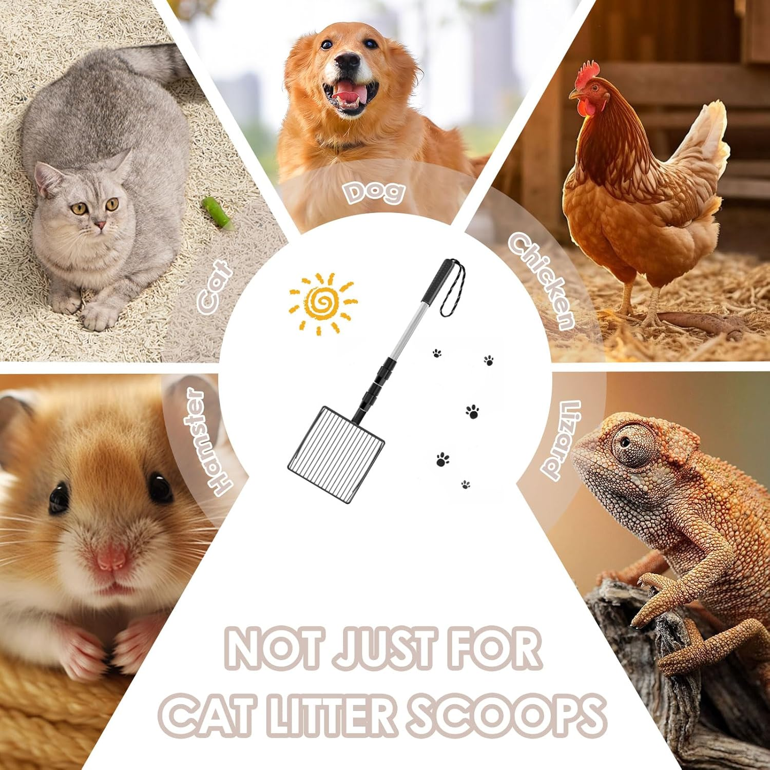 2Pcs Extendable Cat Litter Scoop, Metal Litter Scooper with Deep Shovel, Cat Litter Scooper Nonstick Cat Litter Sifter with Plating Layer for Cats Chickens image number 1