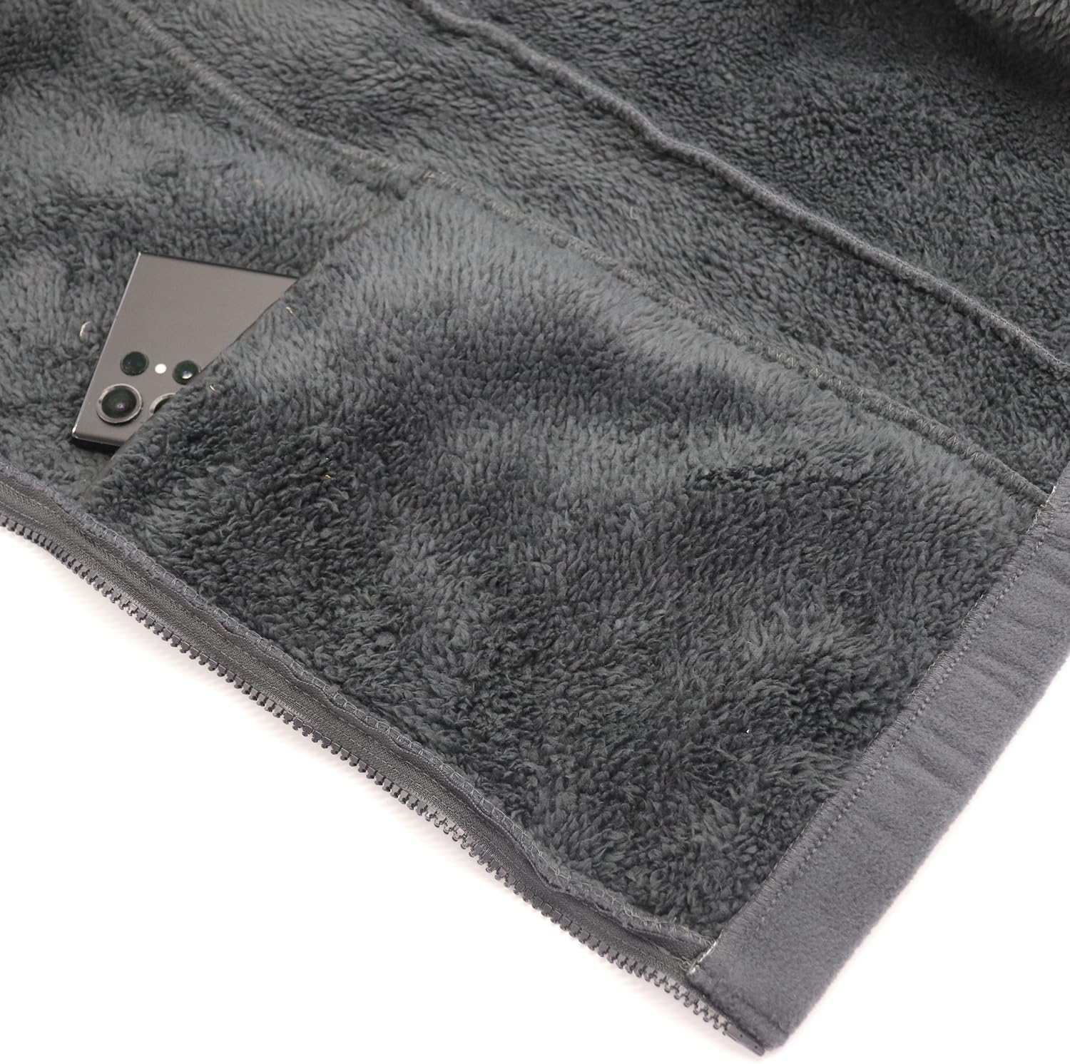 Zmart Australia Mens Thick Zip up Jumper W Sherpa Fur Lined Sweatshirt Winter Unisex Jacket Coat - Black image number 3