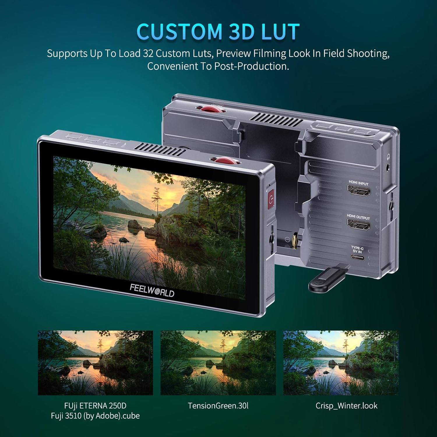 FEELWORLD H5 5.5 Inch 1200Nit 12G-SDI Touchscreen Camera Field DSLR Monitor 3D LUT Out Waveform HDR image number 6