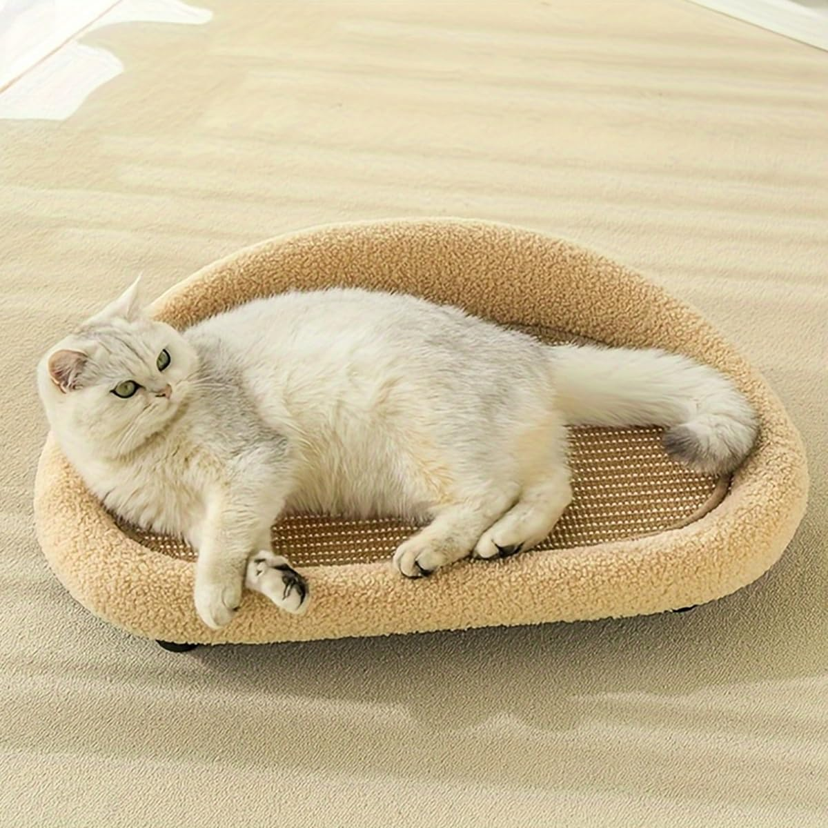 AIMALL 19.7 Inch Cat Scratching Board and Sofa - Integrated Sisal Cat Claw Pad with Comfortable Velvet Nest, Scratch-Resistant Cat Furniture image number 4