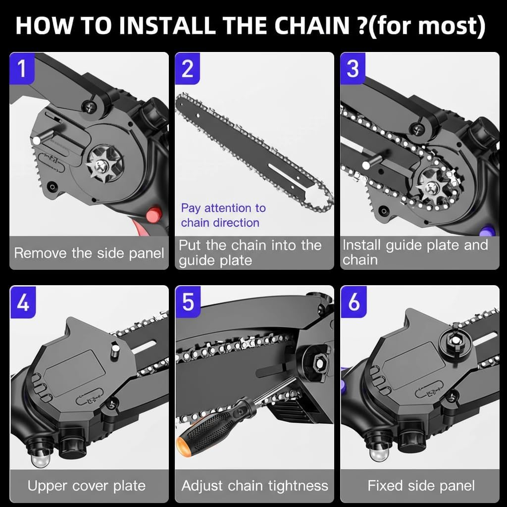 6 Inch (15 Cm) Mini Chainsaw Chain 4-Pack, 37E Drive Links 1/4" LP .043" Gauge Replacement Chain for Wood Branch Cutting, Compatible with 6-Inch Bar &ndash; Damaill image number 1