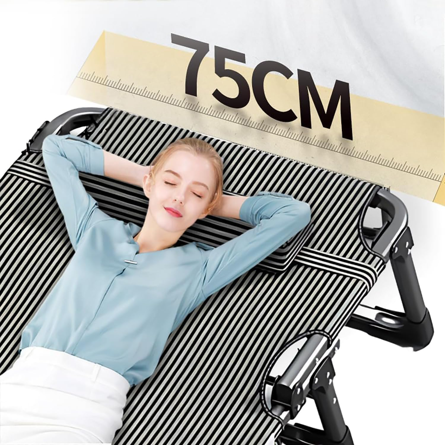 Adjustable Folding Bed with Mattress, Camping Cot Cushion and Pillow, Lightweight Convertible Lounge-Recliner, Sleeping Cot Outdoor Camping Bed for Camp, Travel, Beach, Patio, Office, Home Naps image number 1