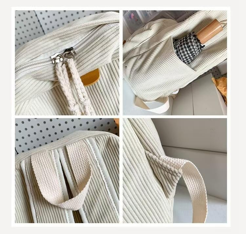 MININAI Novelty Duck Backpack Funny Animal Cartoon Corduroy Backpack Kawaii Aesthetic Laptop Backpack Preppy Stuff image number 3