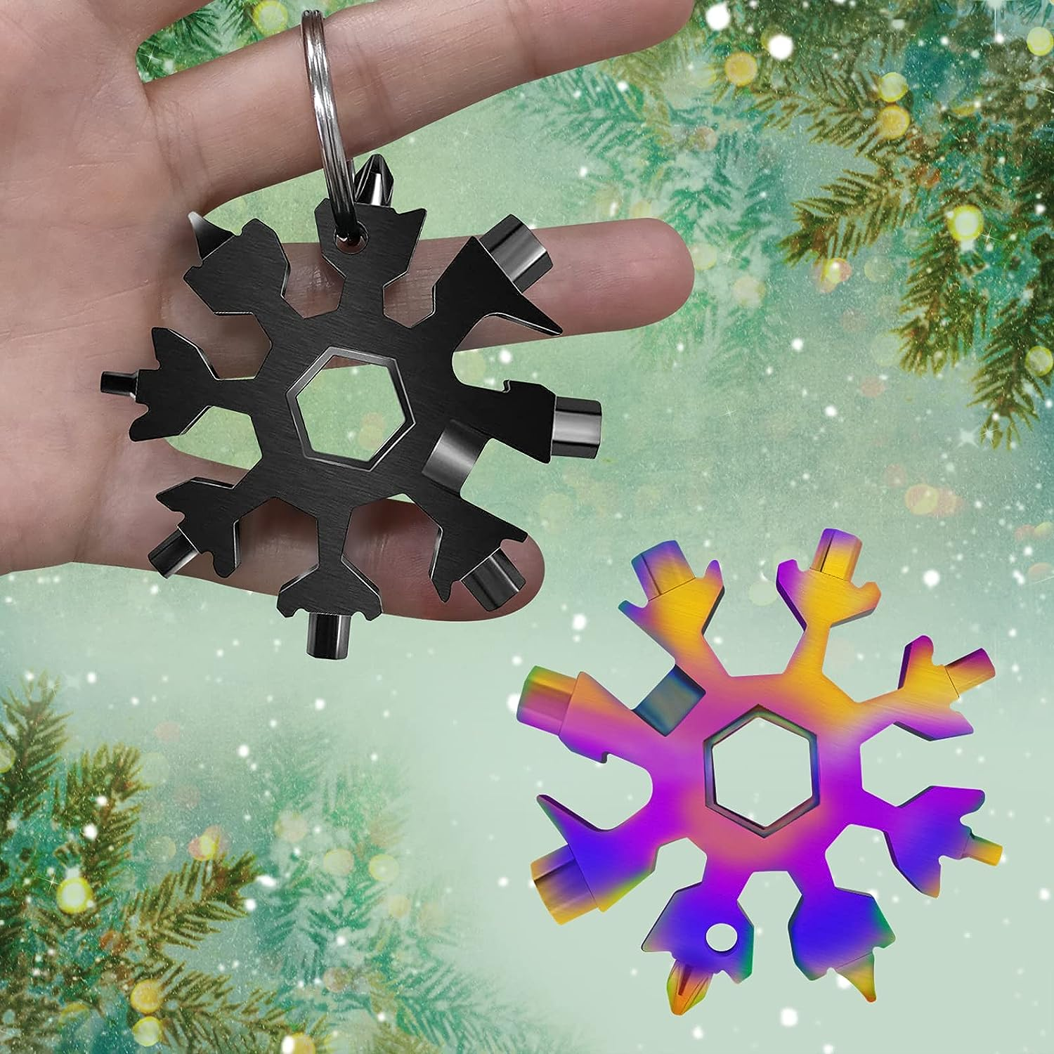 18-In-1 Snowflake Multitool, Snowflake Screwdriver Tactical Tool for Bottle Opener/Outdoor EDC Tools, Mens Valentines Gifts,Cool Camping Gadgets Tools for Men,Birthday Gifts for Men,Dad,Husband -Black - Color image number 3