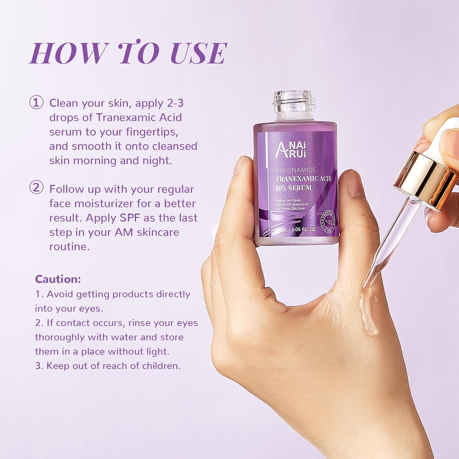 ANAI RUI 10% Tranexamic Acid Serum with Niacinamide,Kojic Acid, Arbutin,Ceramide, for Uneven Skin Tone 1.05 Fl.Oz