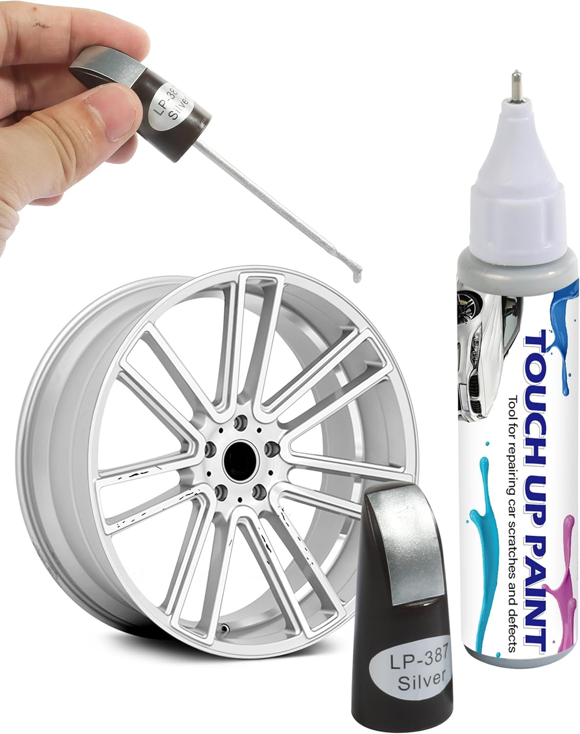 AOCISKA Car Paint,Touch up Paint,Car Accessories Wheel Touch up Paint,Wheel Repair Kit,Rim Scratch Repair Pen,Two-In-One Rim Paint for Automotive Scratch Repair (Silver) image number 4