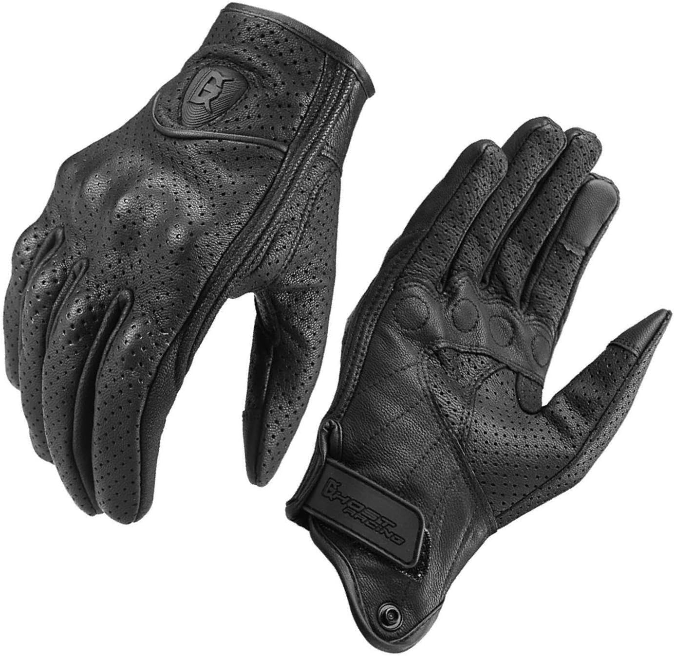 IOIUSKKU Full Finger Leather Motorbike Gloves Summer Touchscreen for Men Women Breathable and Lightweight, Black, L image number 4