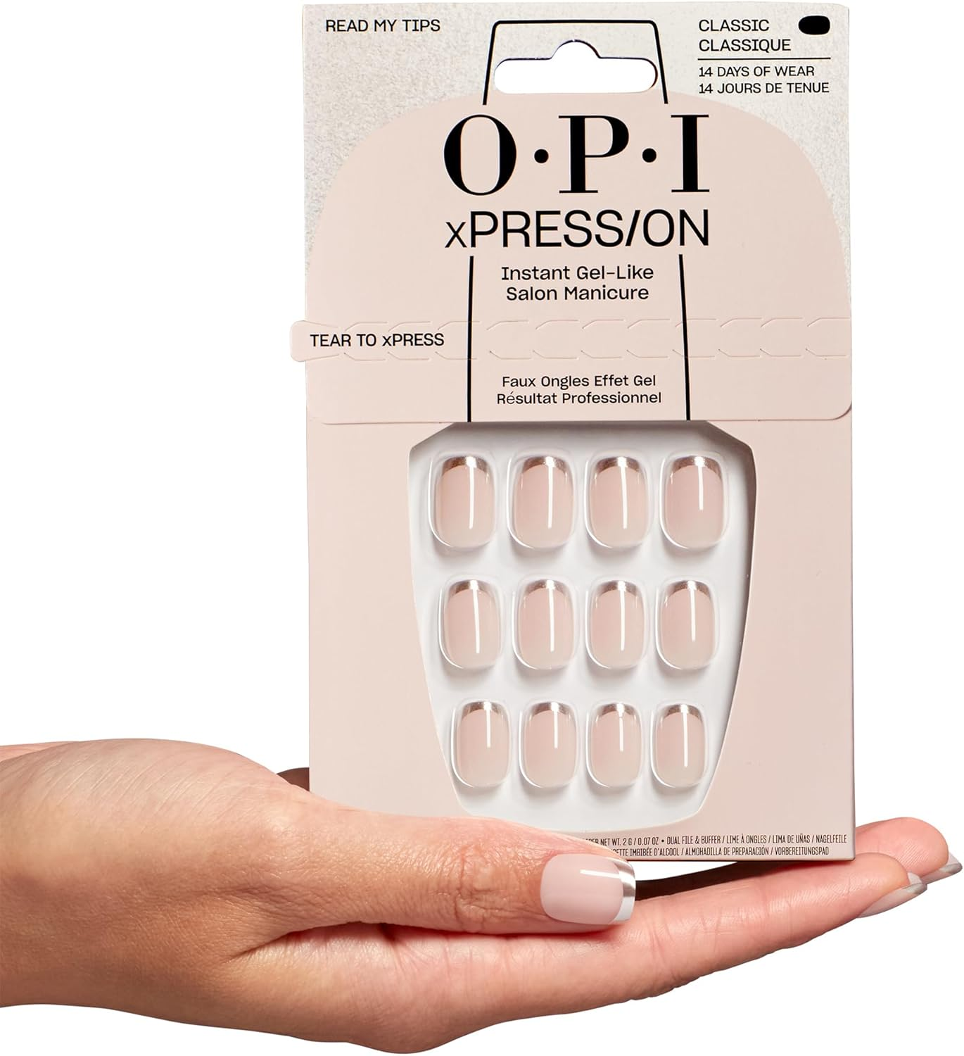 OPI Xpress/On Press on Nails, up to 14 Days of Wear, Gel-Like Salon Manicure, Reusable, Vegan, Sustainable Packaging, with Nail Glue, Read My Tips image number 3