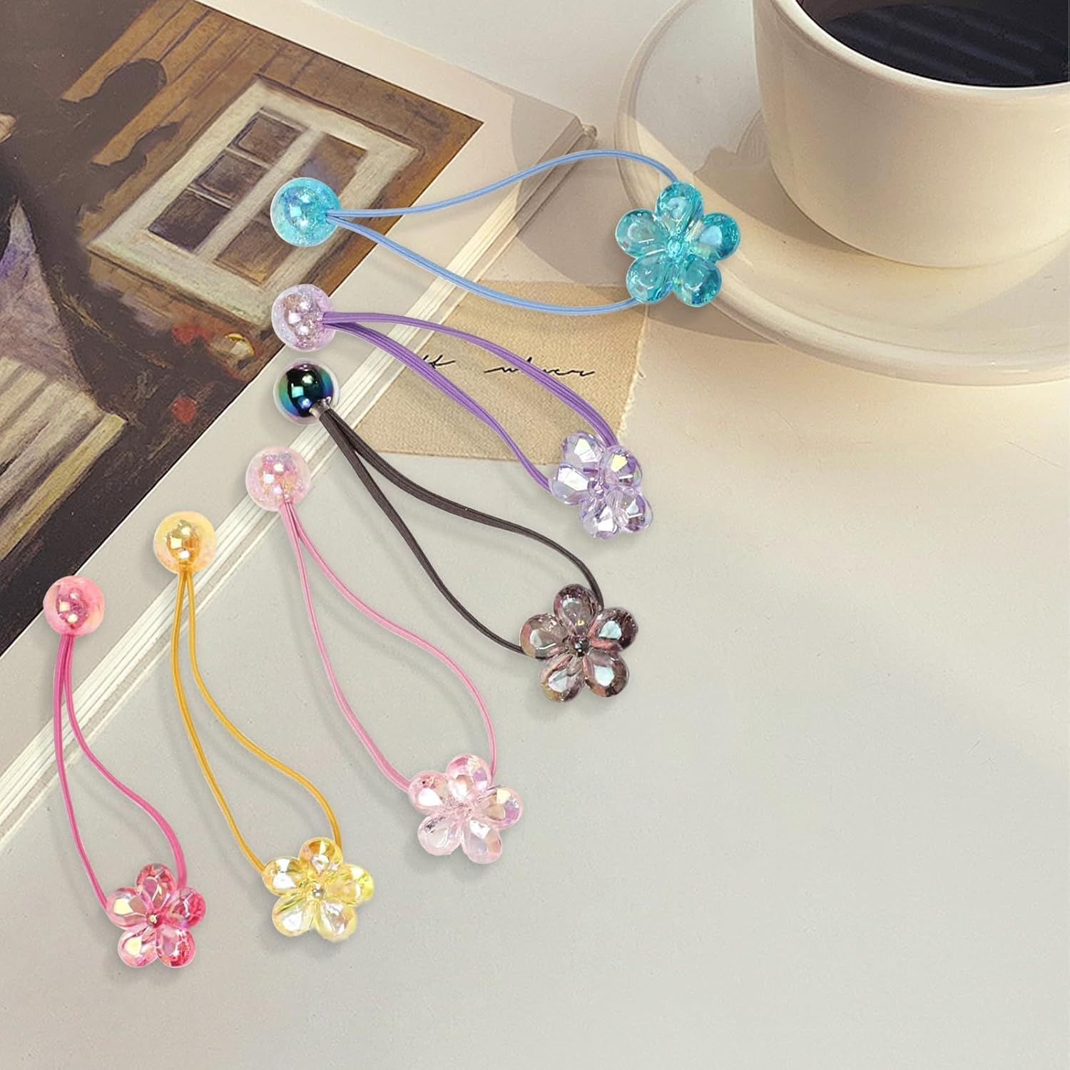 Ruzister 12 Colourful Camellia Hair Rings Scrunchies Small Children'S Hair Accessories image number 6