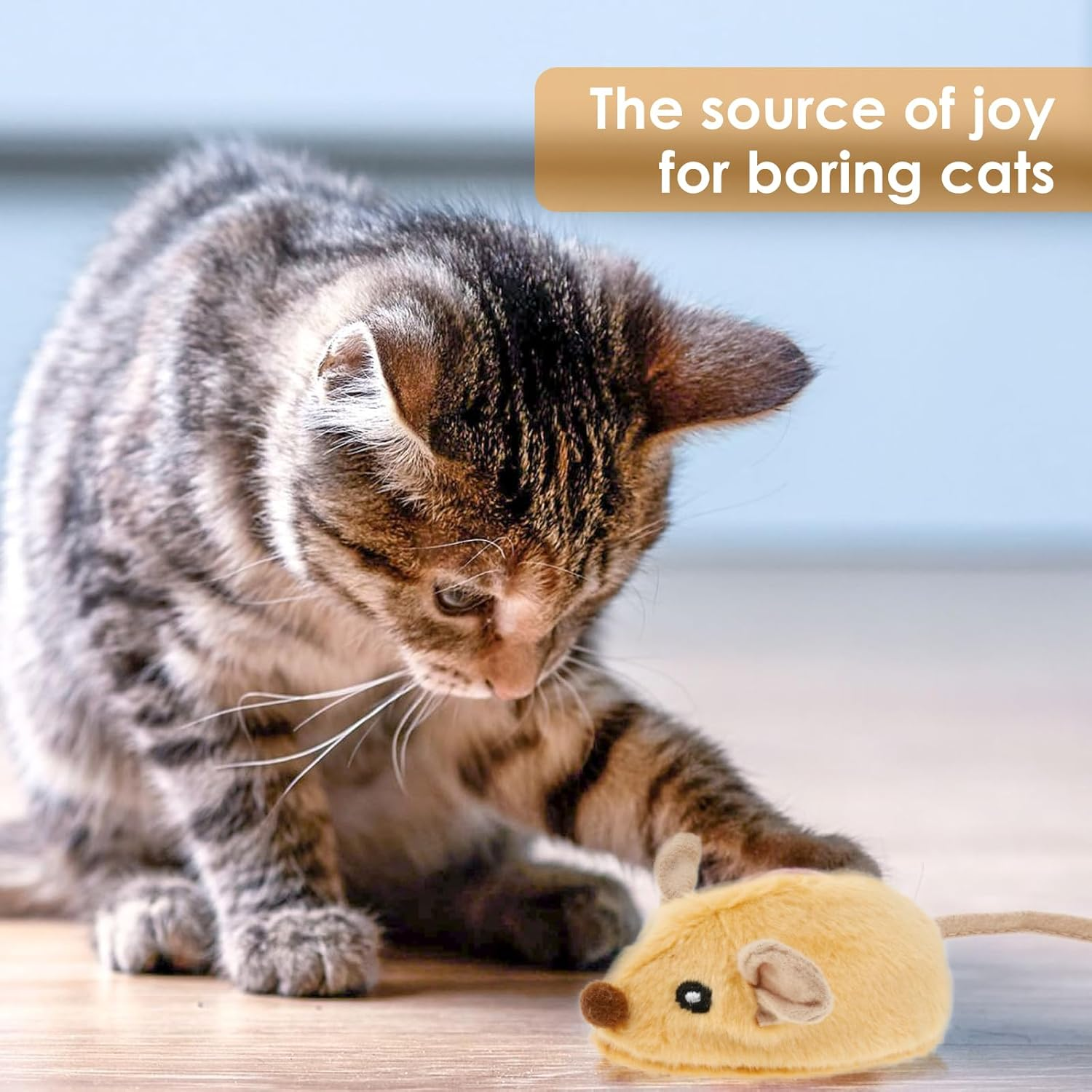 Awobepl 2Pcs Interactive Cat Toys with Feather Tail USB Rechargeable Moving Cat Toy with LED Light Cute Moving Kitten Toys Electric Cat Toy for Indoor Cat Boredom image number 3