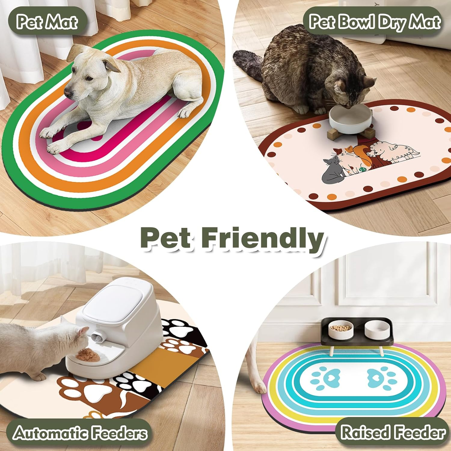 METEOROCK Absorbent Dog Food Mat, 51X30.5Cm Non Slip Cat Feeding Mat, Anti-Scratch Cat & Dog Bowl Mats for Floor, Easy Clean Pet Food Mats for Dogs and Cats, Fit with Kitchen, Living Room, Garden image number 4