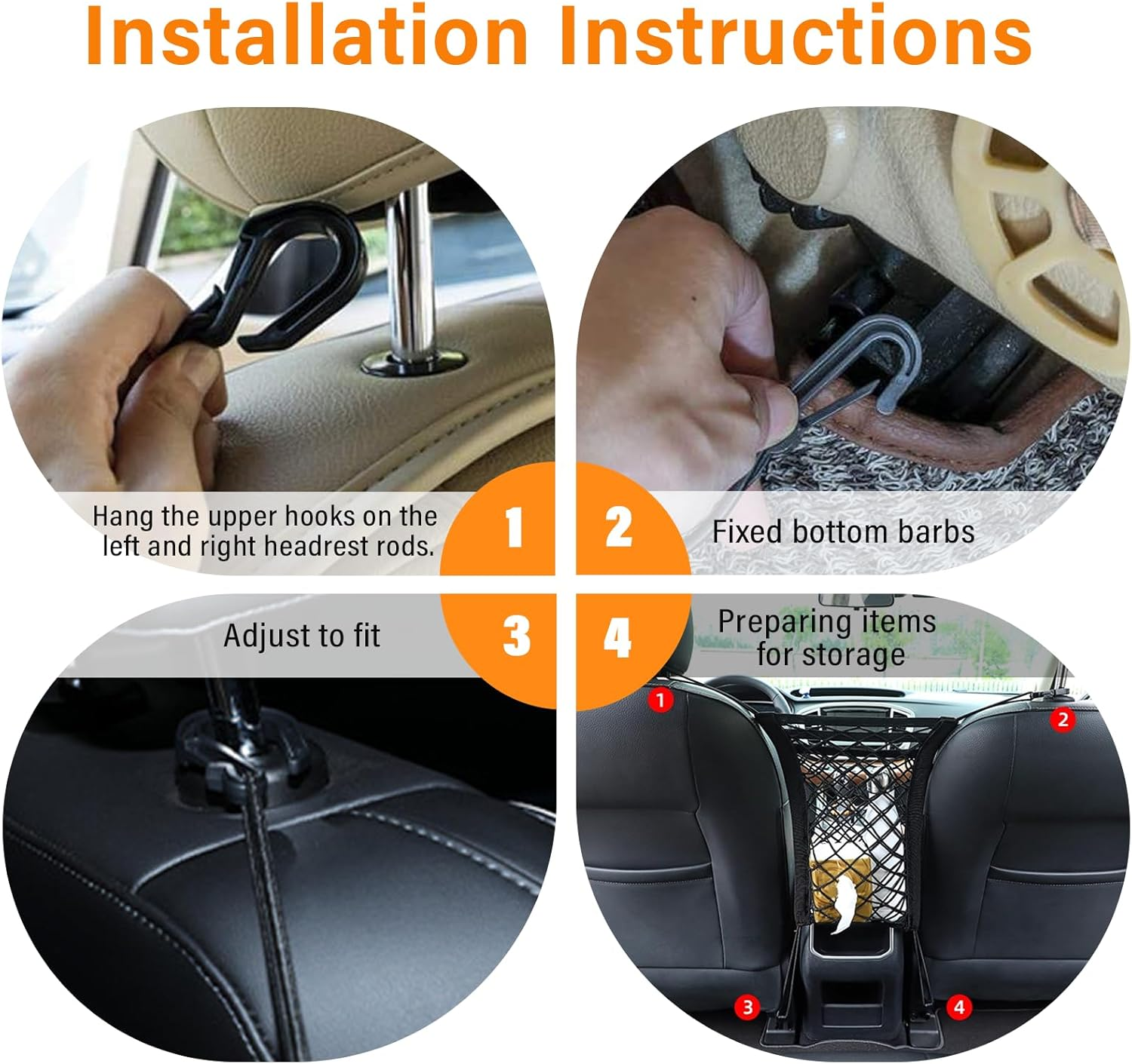 Viiotu 3 Layer Purse Holder for Car, Seat Back Net Bag, Universal for Cars, SUV &Sedan, Durable Car Organisation for Safe Driving with Children Pets (Large) image number 6