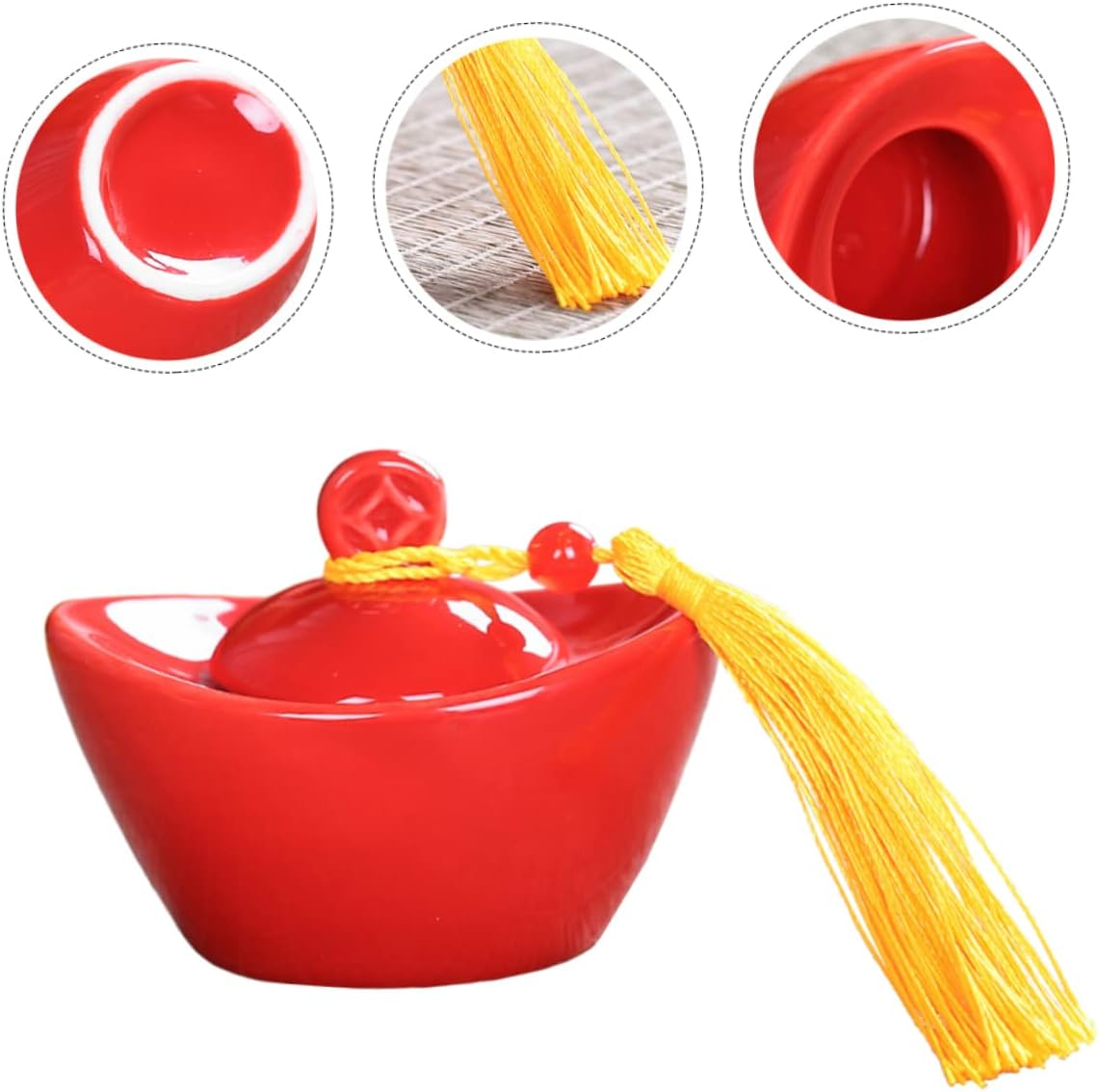 FELTECHELECTR Ceramic Tea Canister Sealed Storage Jar for Loose Tea-Leaf Mini Airtight Lid as Home Tea Spice Jar image number 3